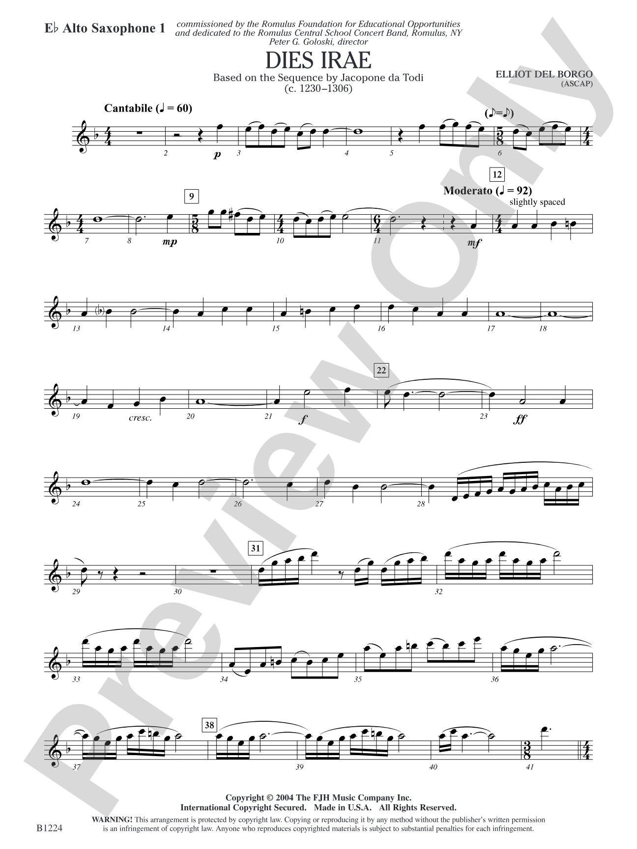 Dies Irae: E-flat Alto Saxophone 1