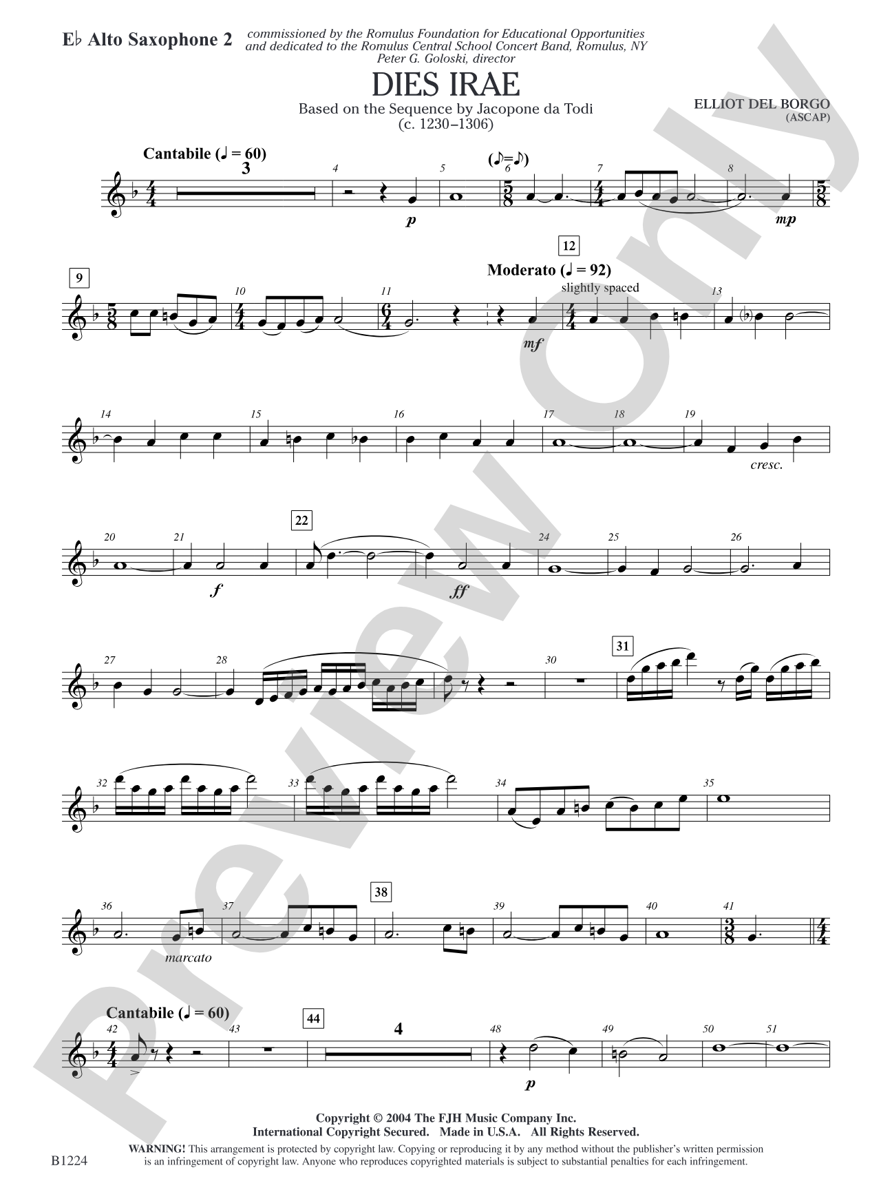 Dies Irae: E-flat Alto Saxophone 2
