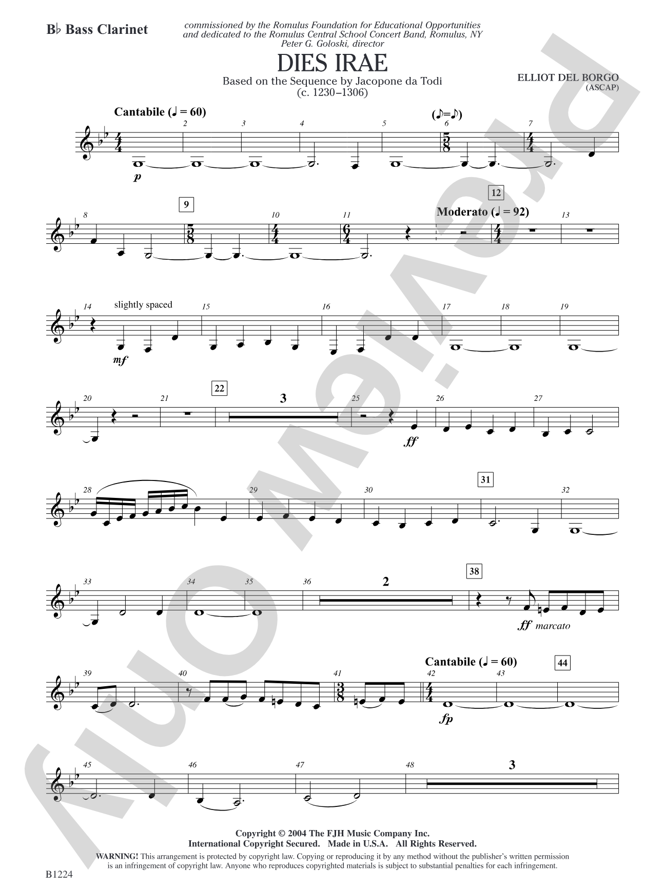 Dies Irae: B-flat Bass Clarinet