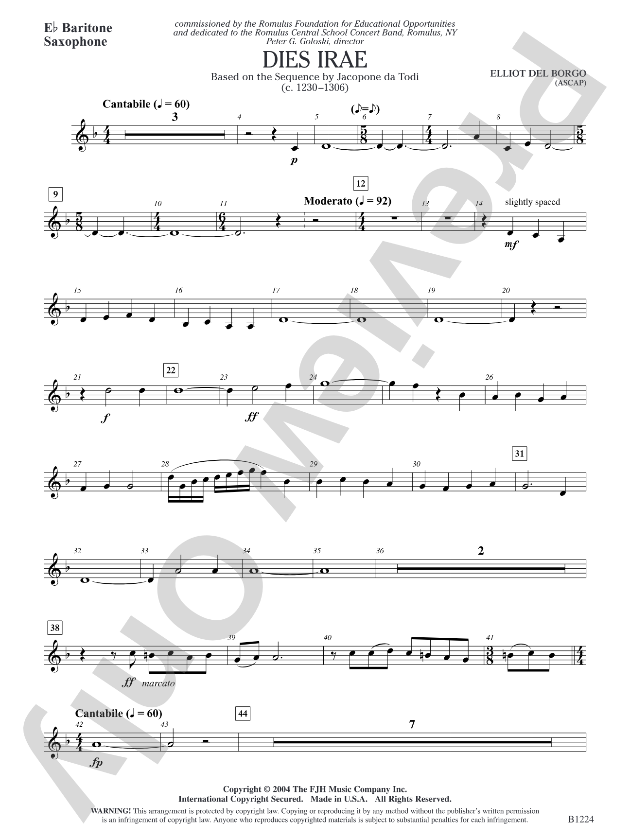 Dies Irae: E-flat Baritone Saxophone