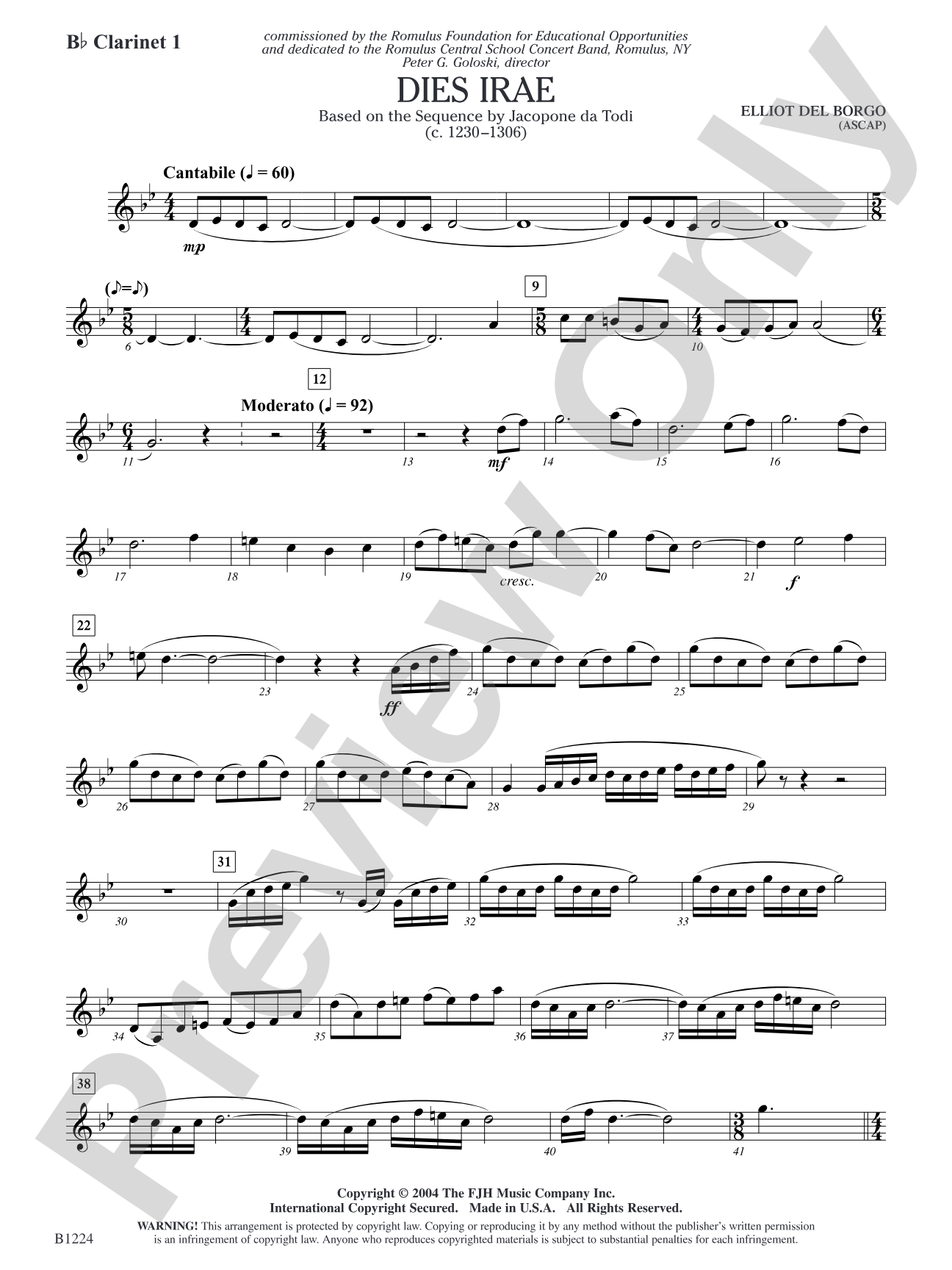 Dies Irae: B-flat Clarinet 1