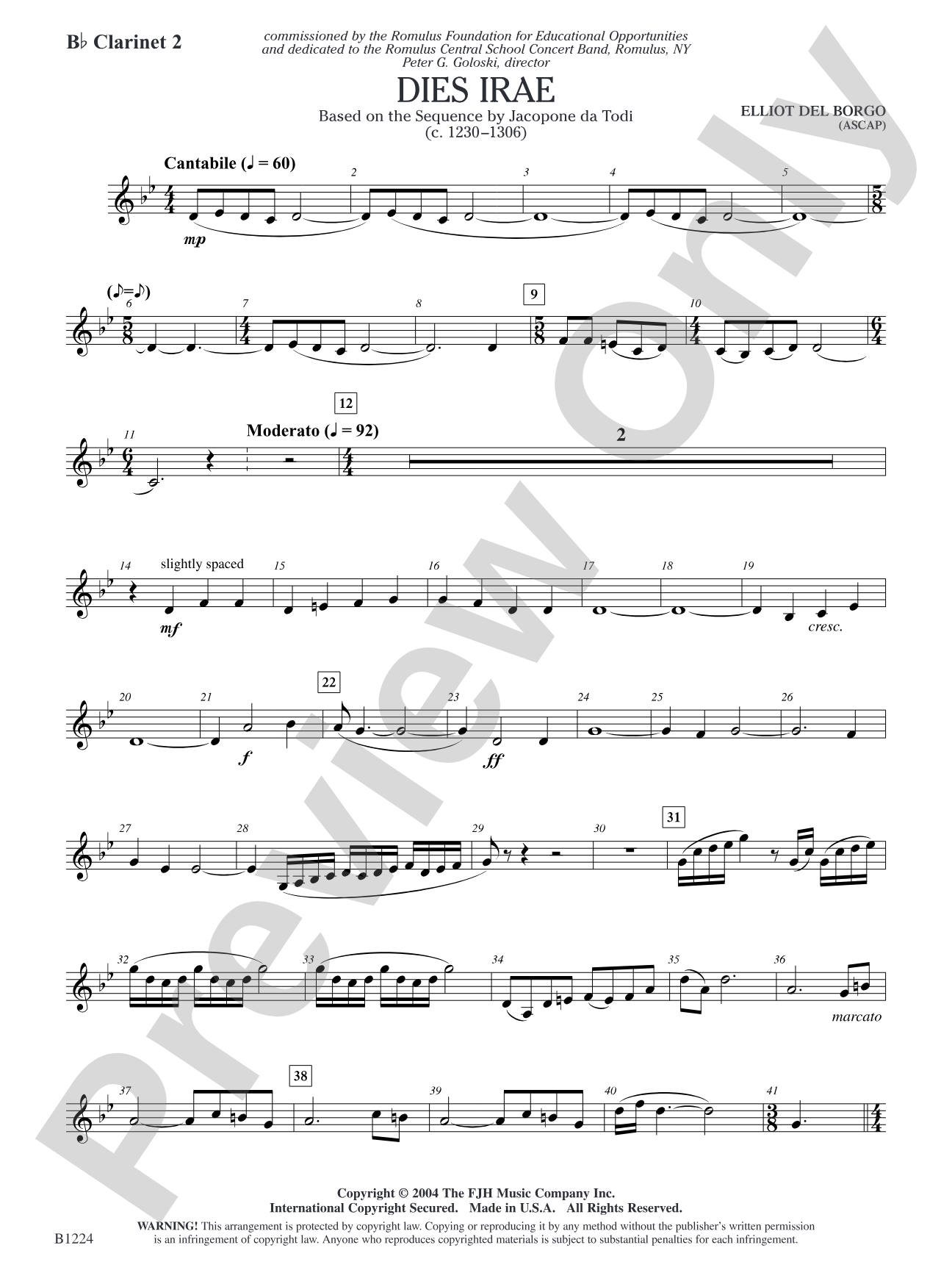 Dies Irae: B-flat Clarinet 2