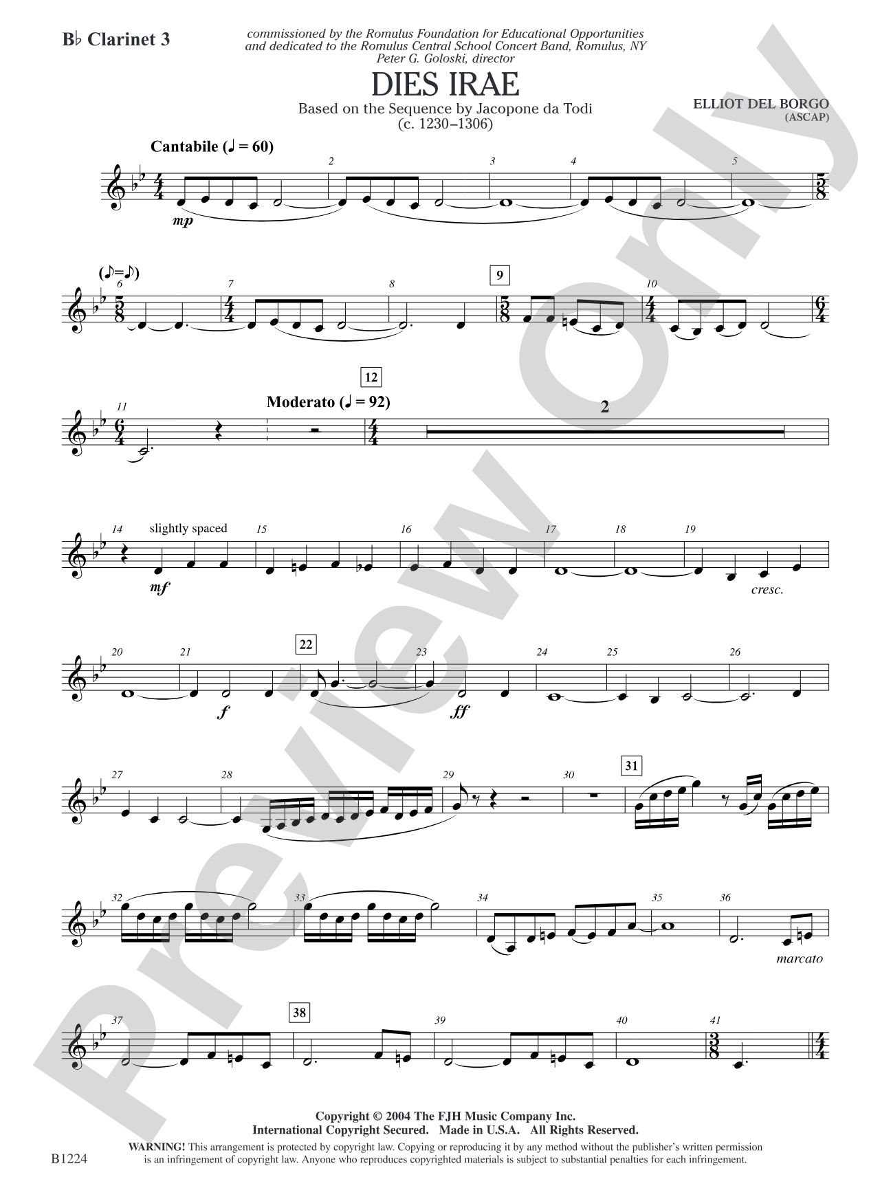 Dies Irae: B-flat Clarinet 3