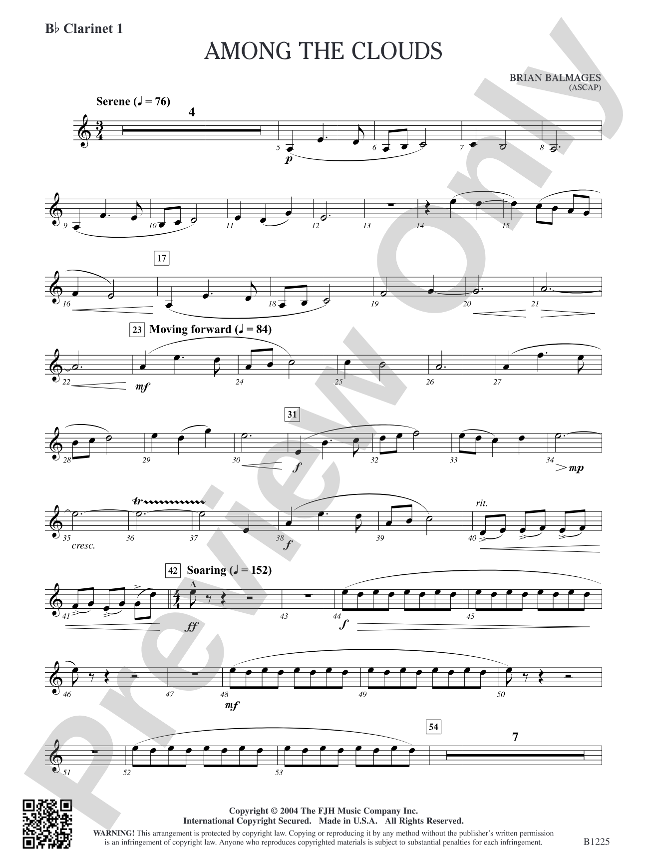 Among the Clouds: B-flat Clarinet 1