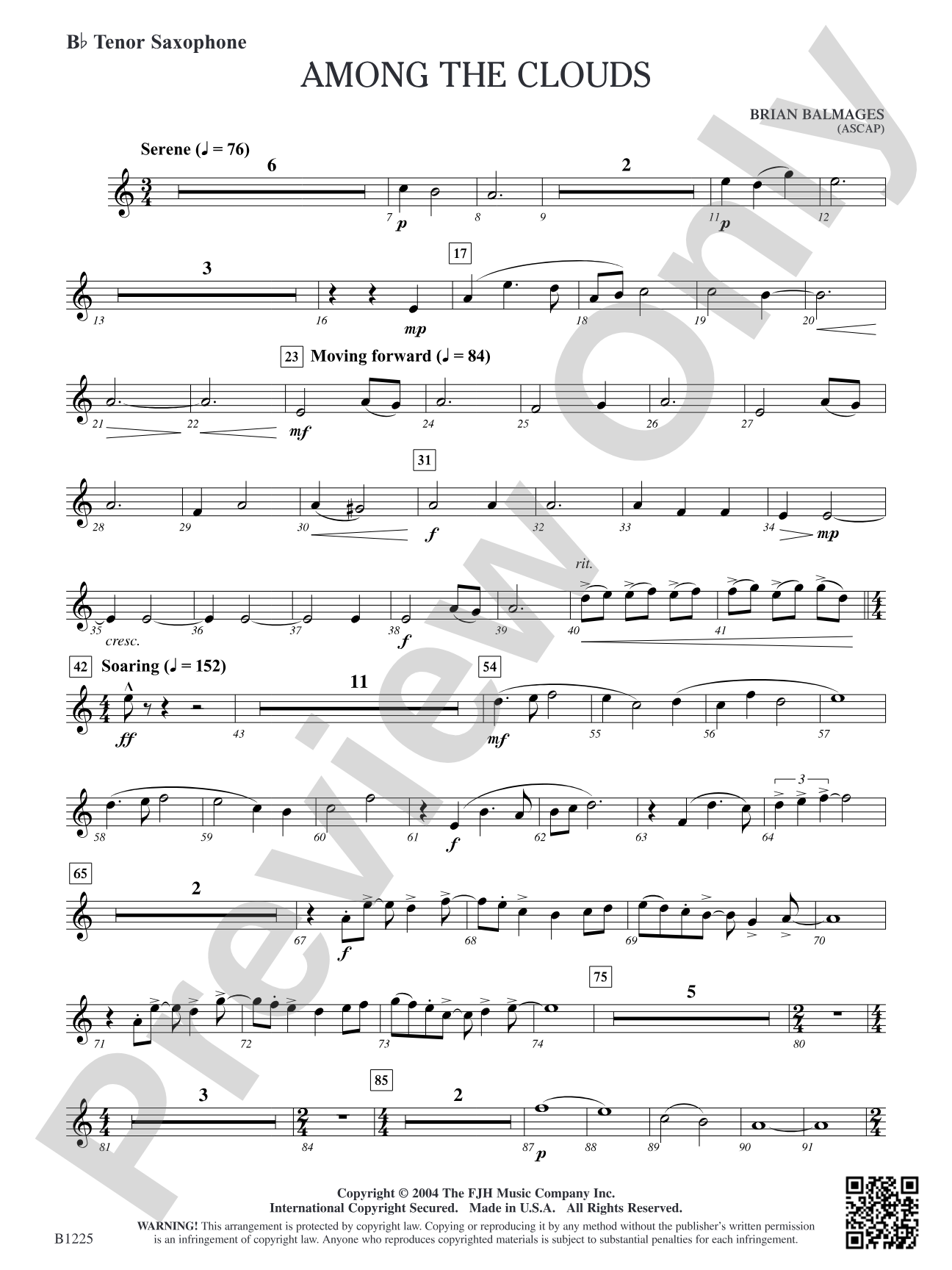 Among the Clouds: B-flat Tenor Saxophone