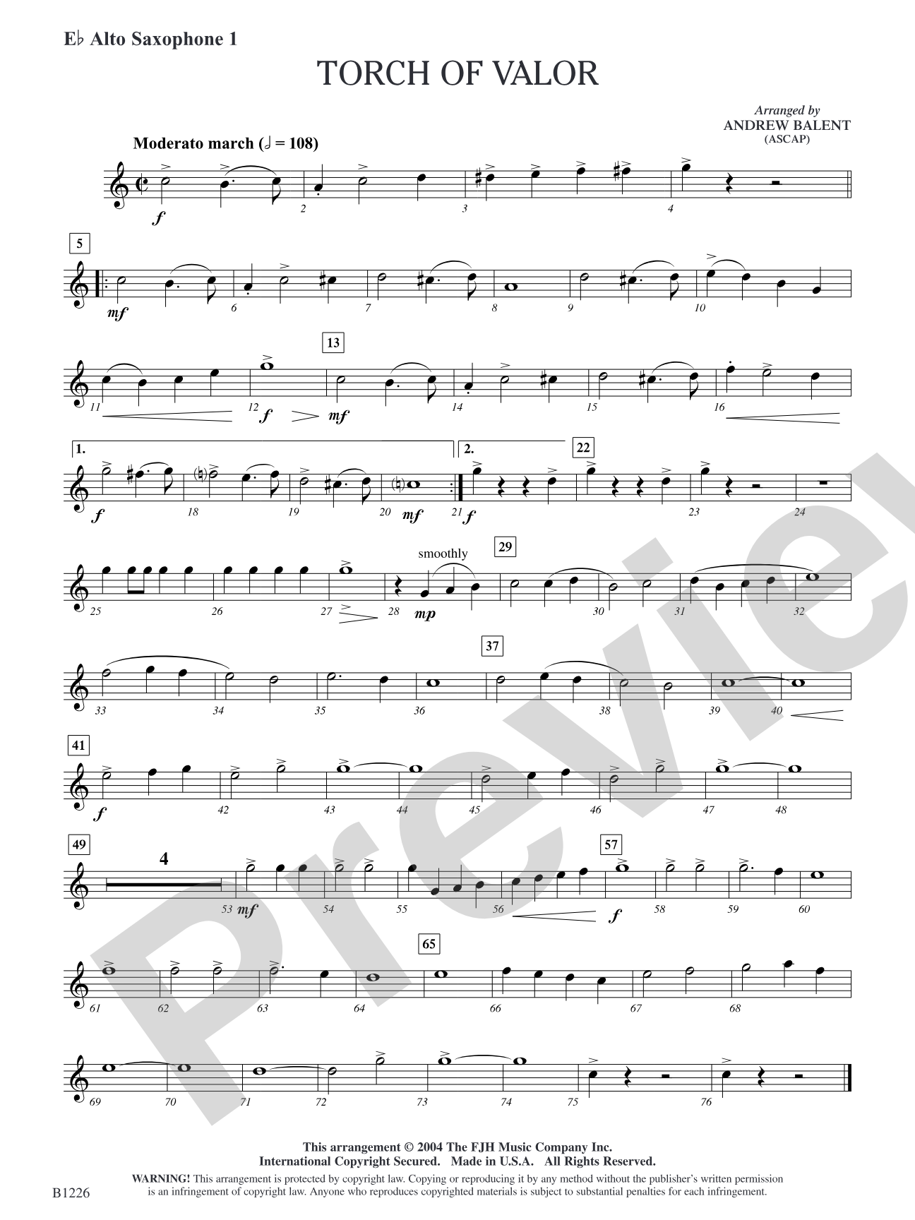 Torch of Valor: E-flat Alto Saxophone 1