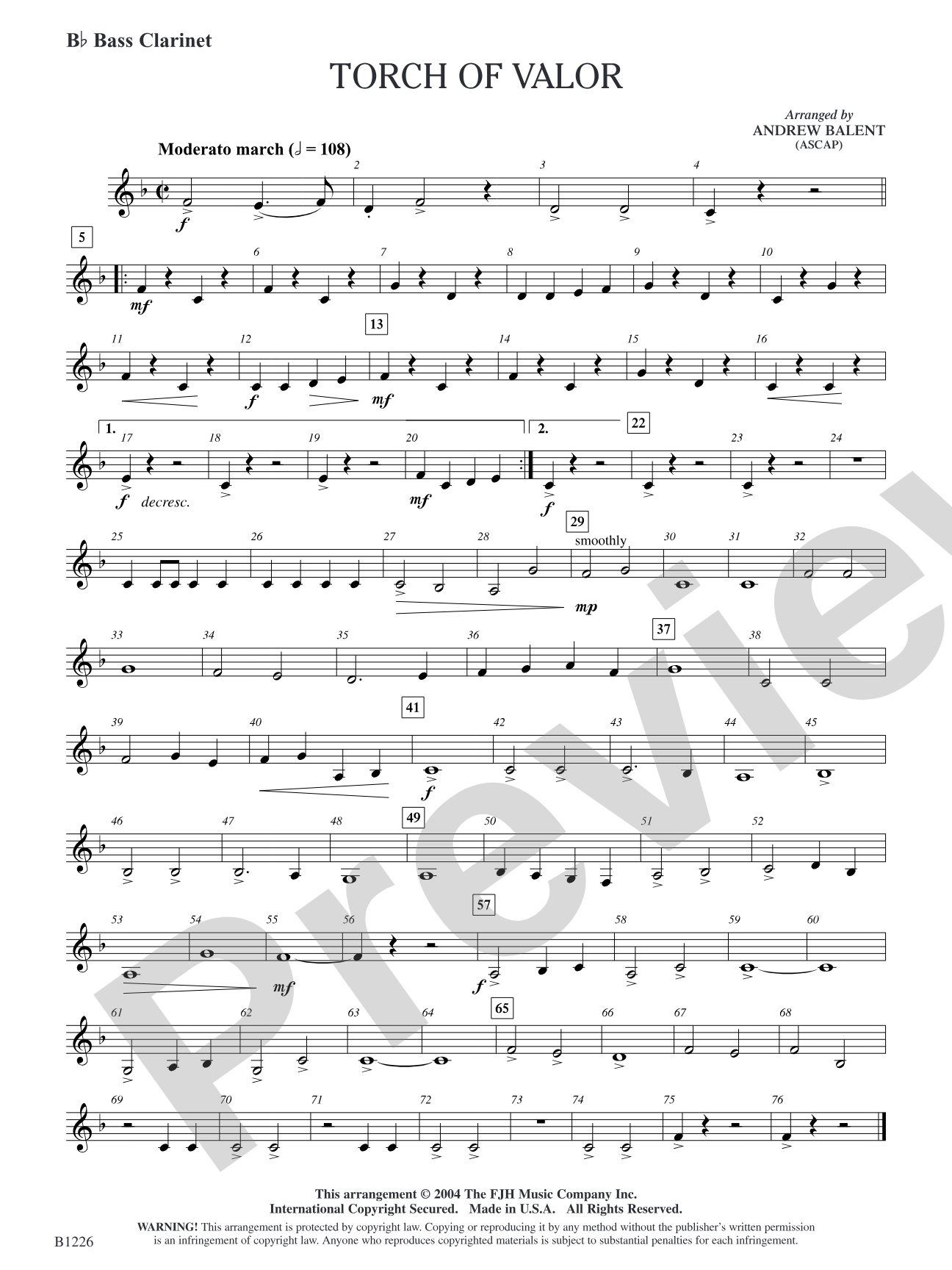 Torch of Valor: B-flat Bass Clarinet