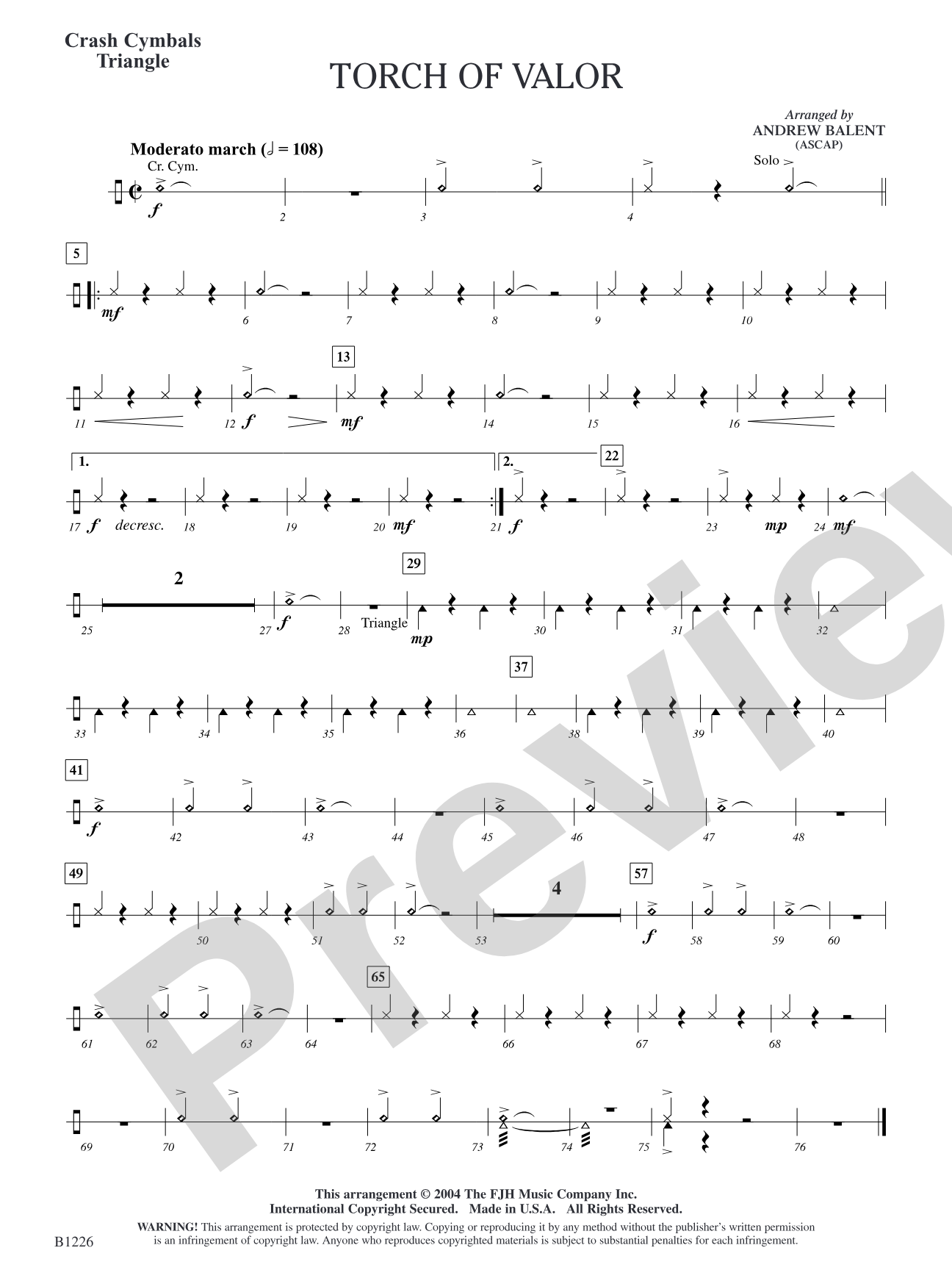 Torch of Valor: Crash Cymbals / Triangle