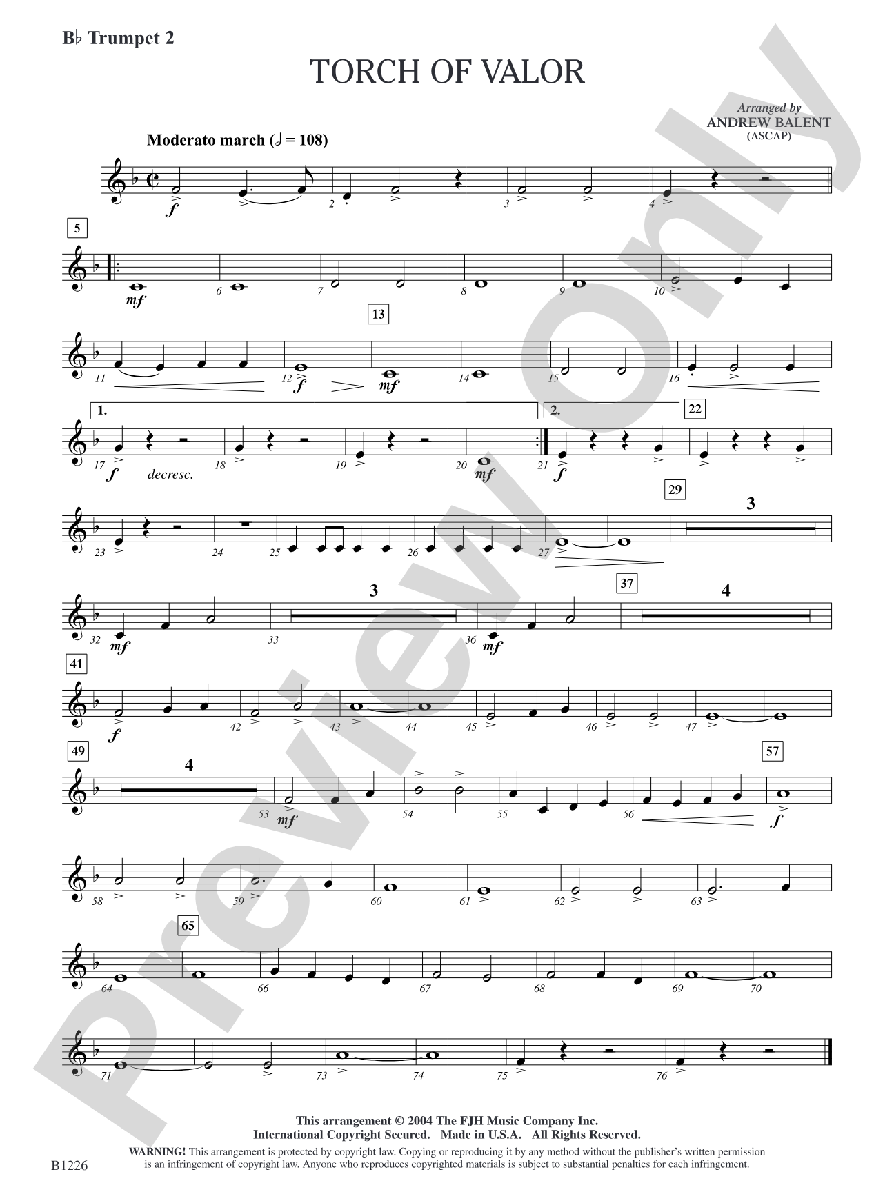 Torch of Valor: B-flat Trumpet 2