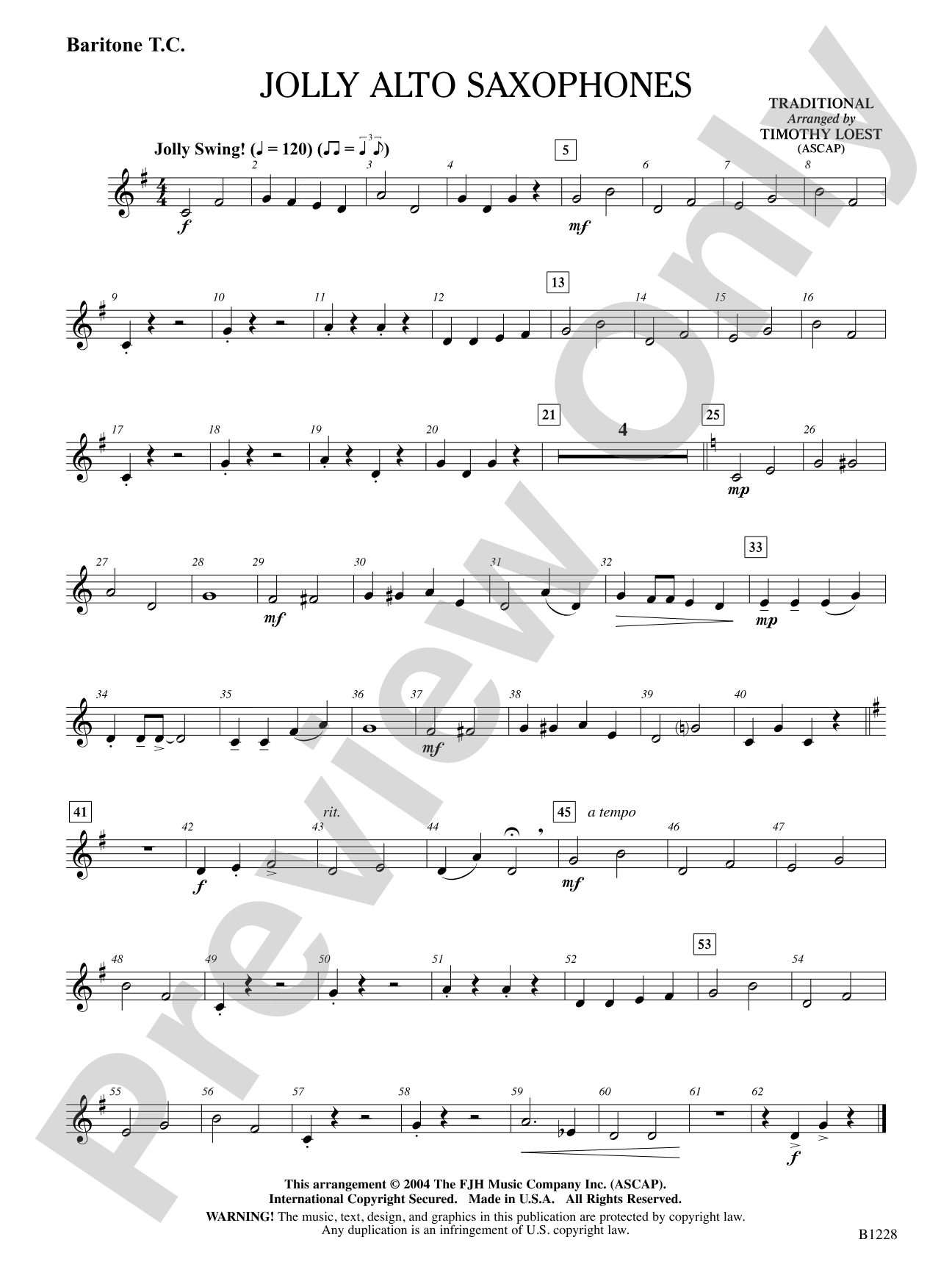 Jolly Alto Saxophones: Baritone T.C.