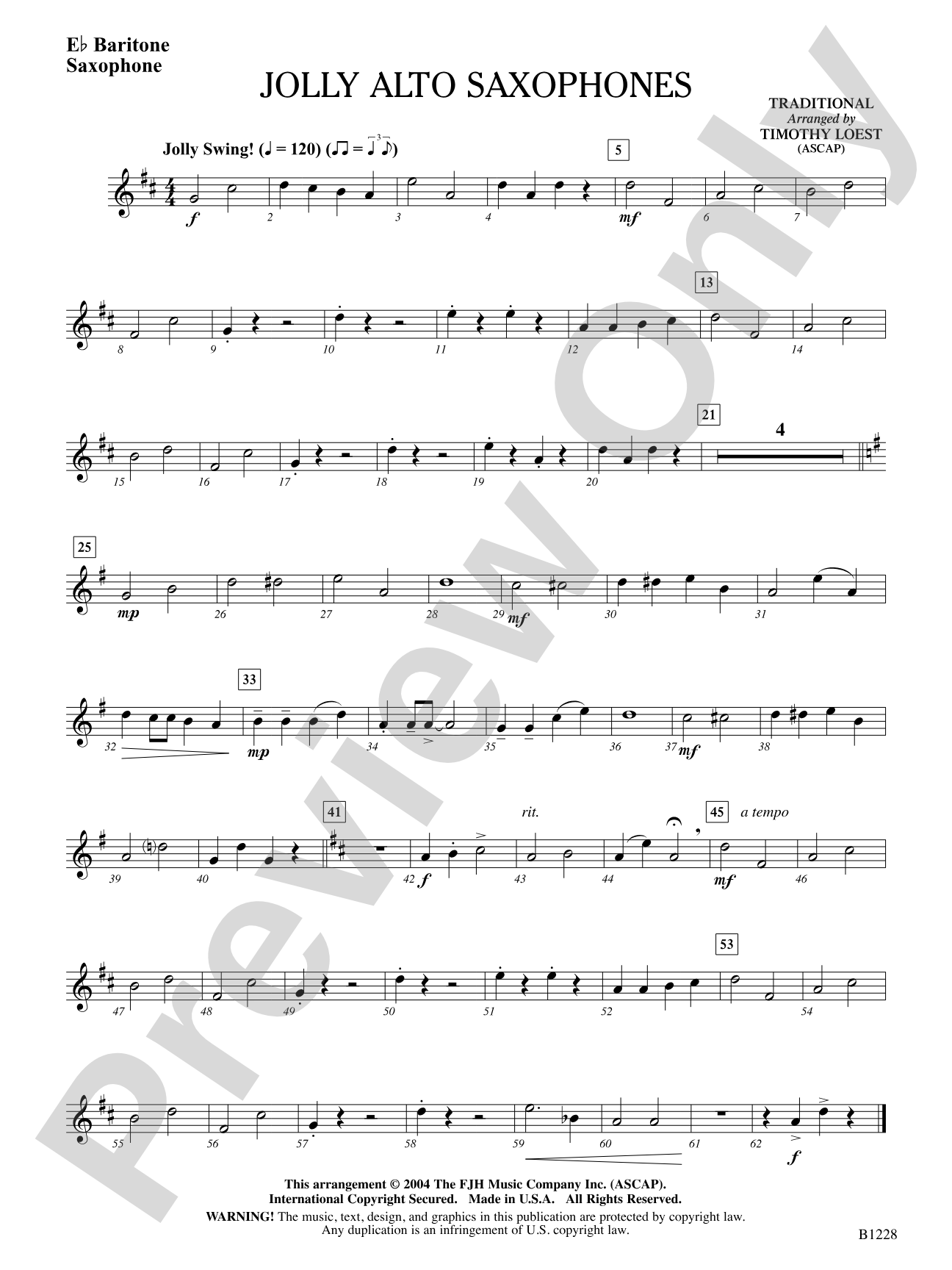 Jolly Alto Saxophones: E-flat Baritone Saxophone