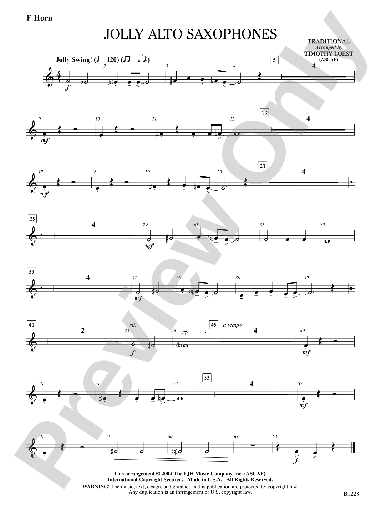 Jolly Alto Saxophones: F Horn