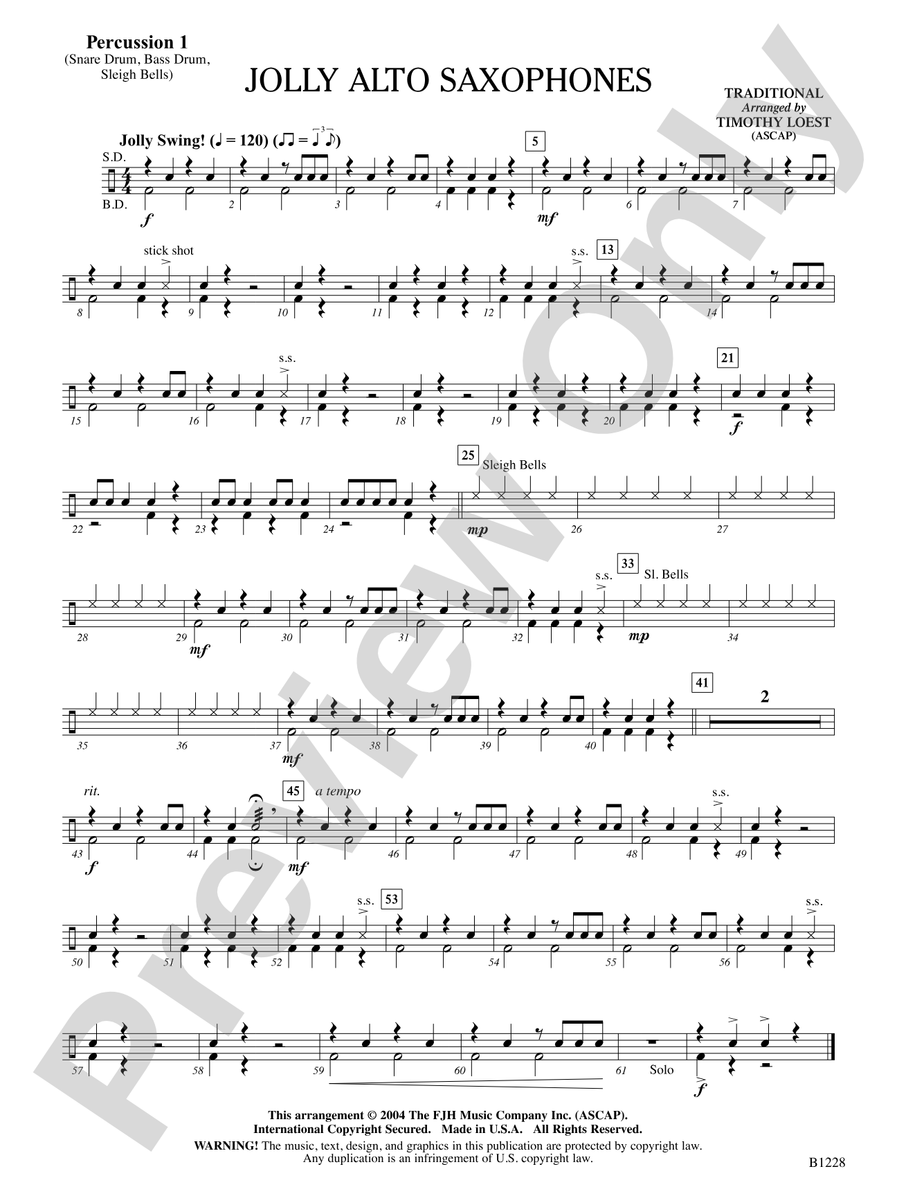 Jolly Alto Saxophones: Percussion 1