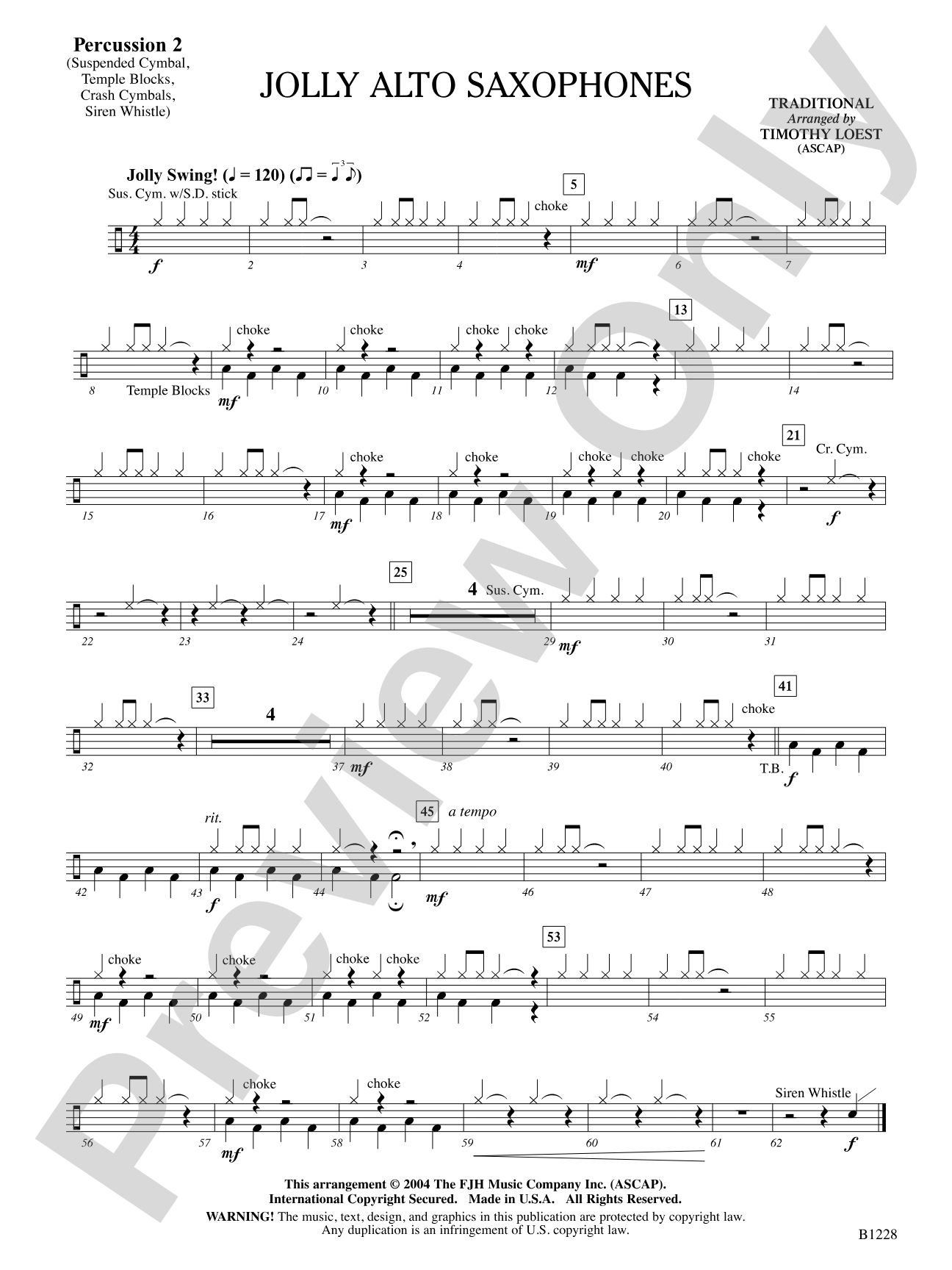 Jolly Alto Saxophones: Percussion 2