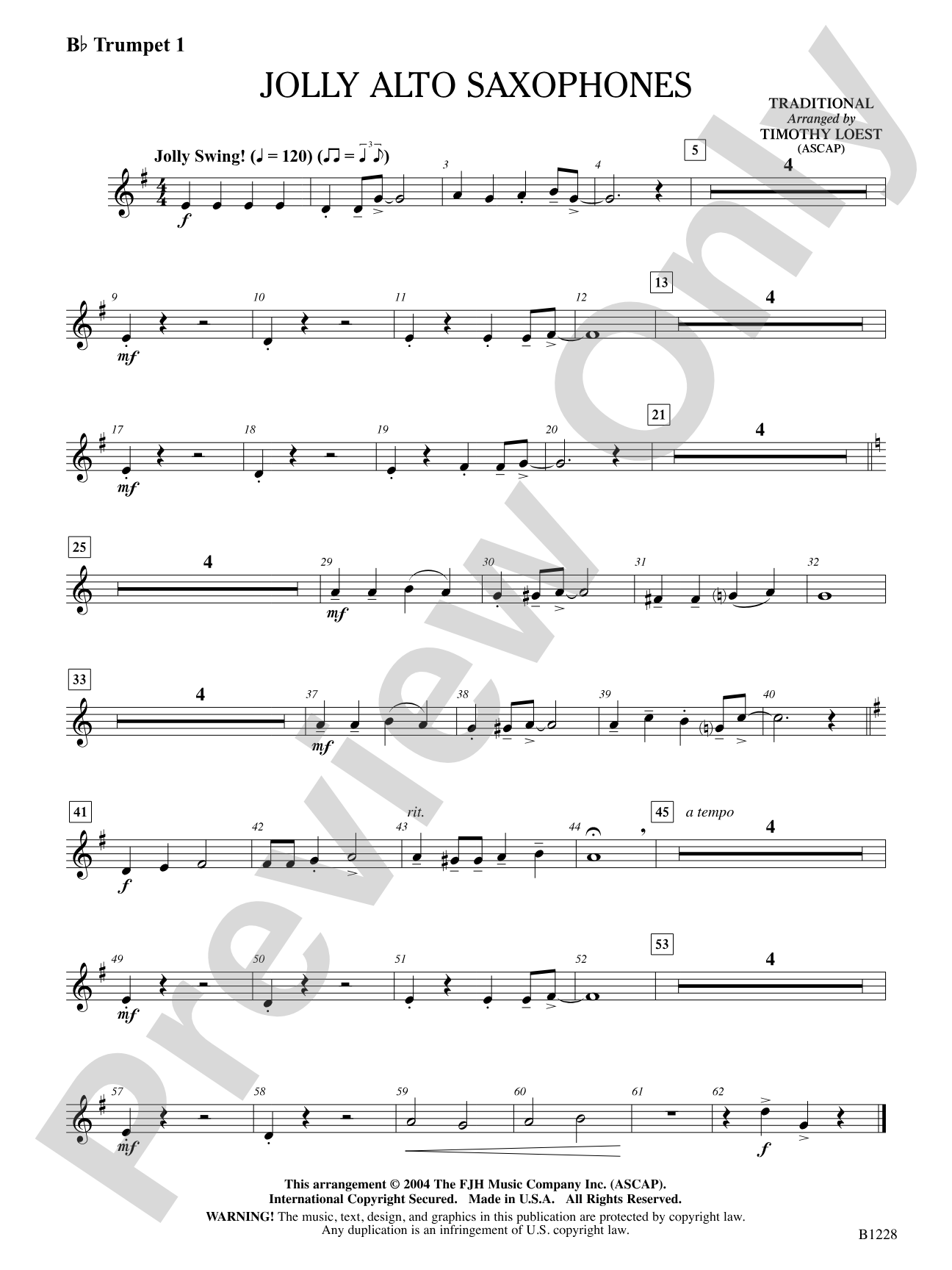 Jolly Alto Saxophones: B-flat Trumpet 1