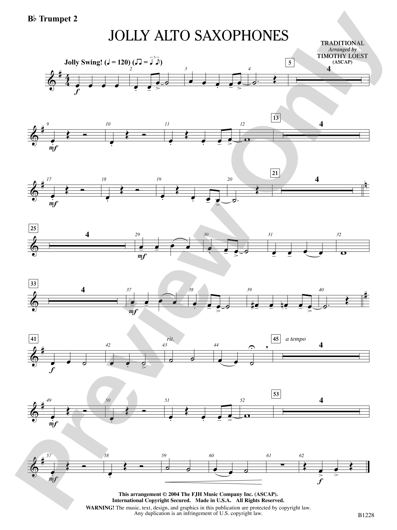 Jolly Alto Saxophones: B-flat Trumpet 2