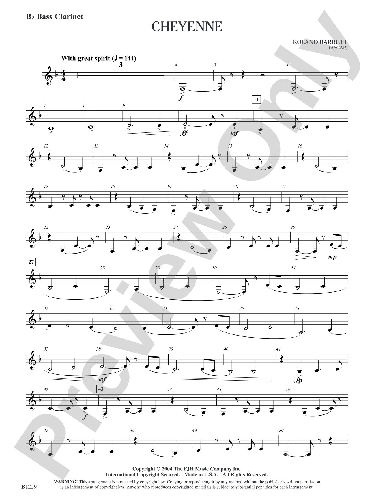 Cheyenne: B-flat Bass Clarinet