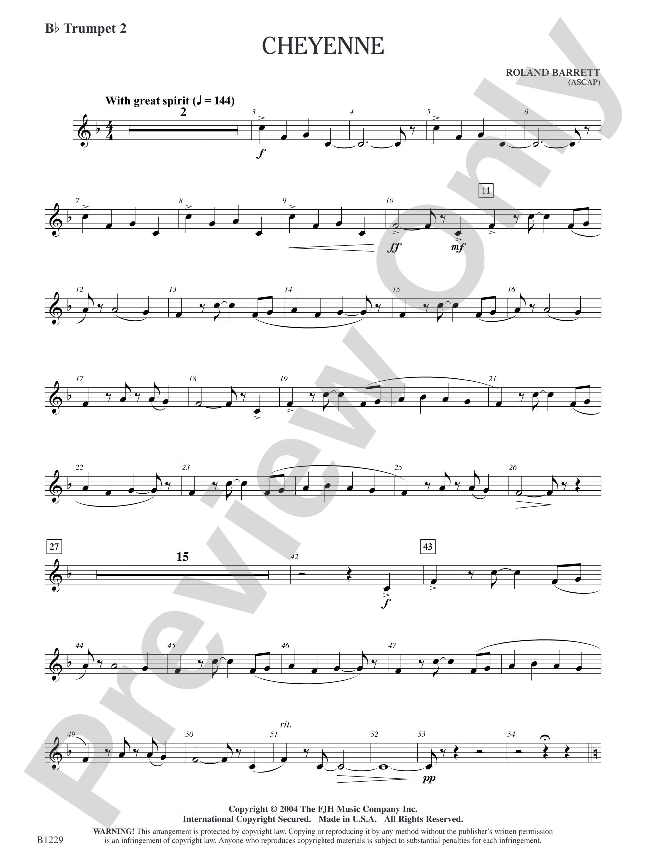 Cheyenne: B-flat Trumpet 2