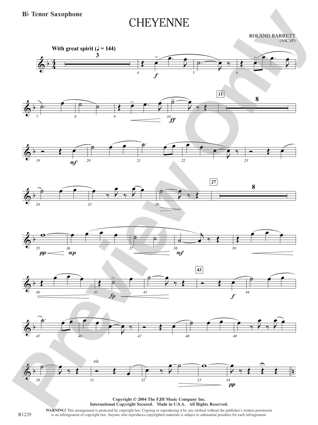 Cheyenne: B-flat Tenor Saxophone