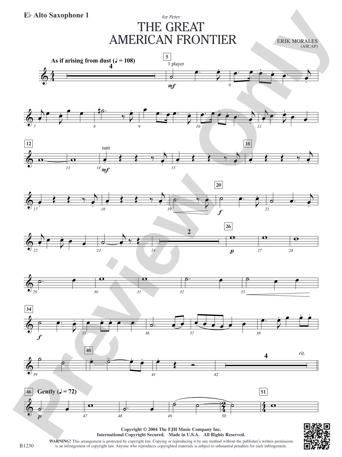 The Great American Frontier: E-flat Alto Saxophone 1