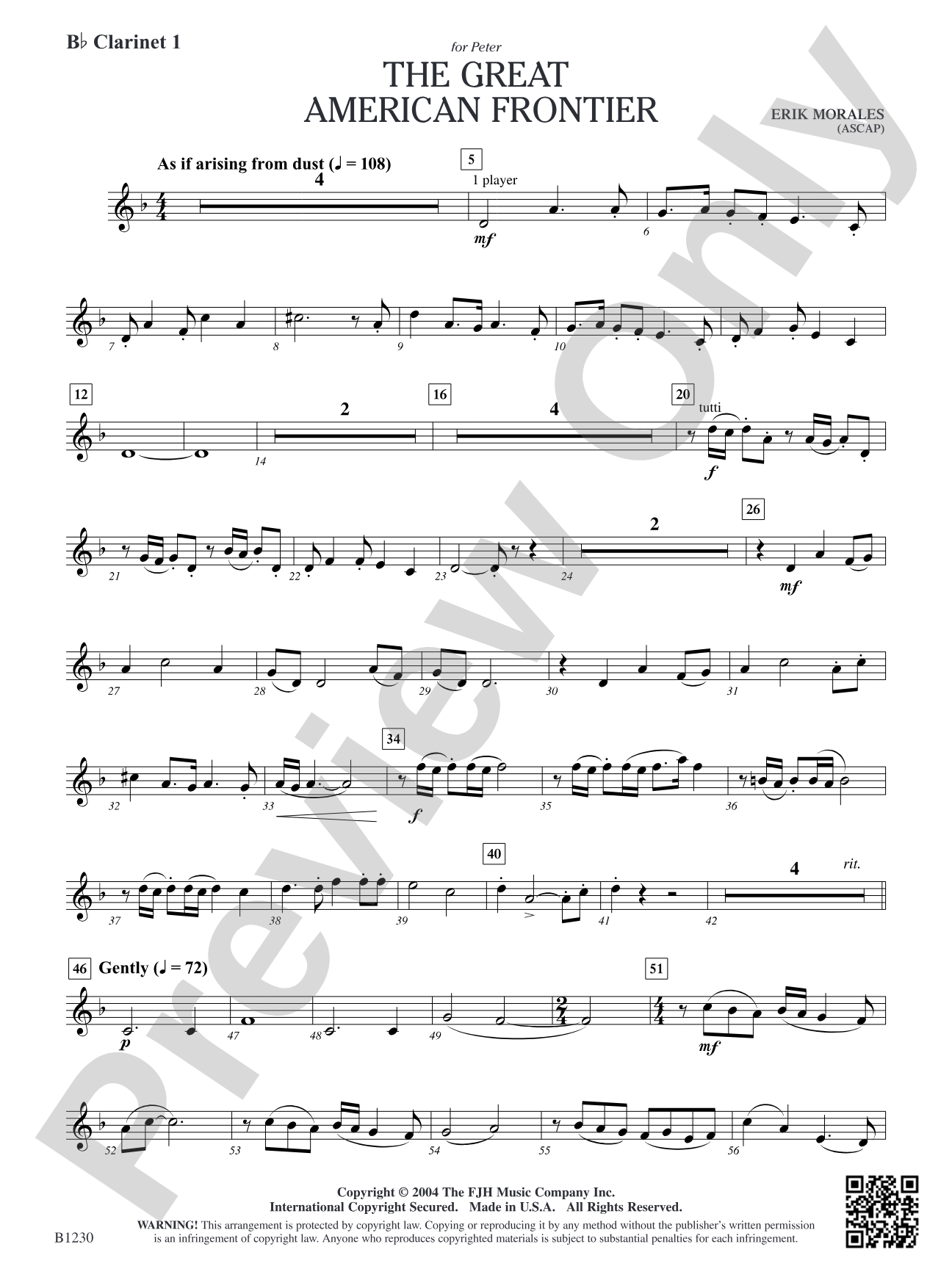 The Great American Frontier: B-flat Clarinet 1