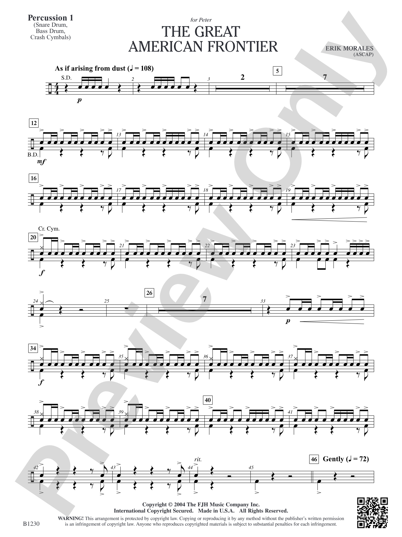 The Great American Frontier: Percussion 1