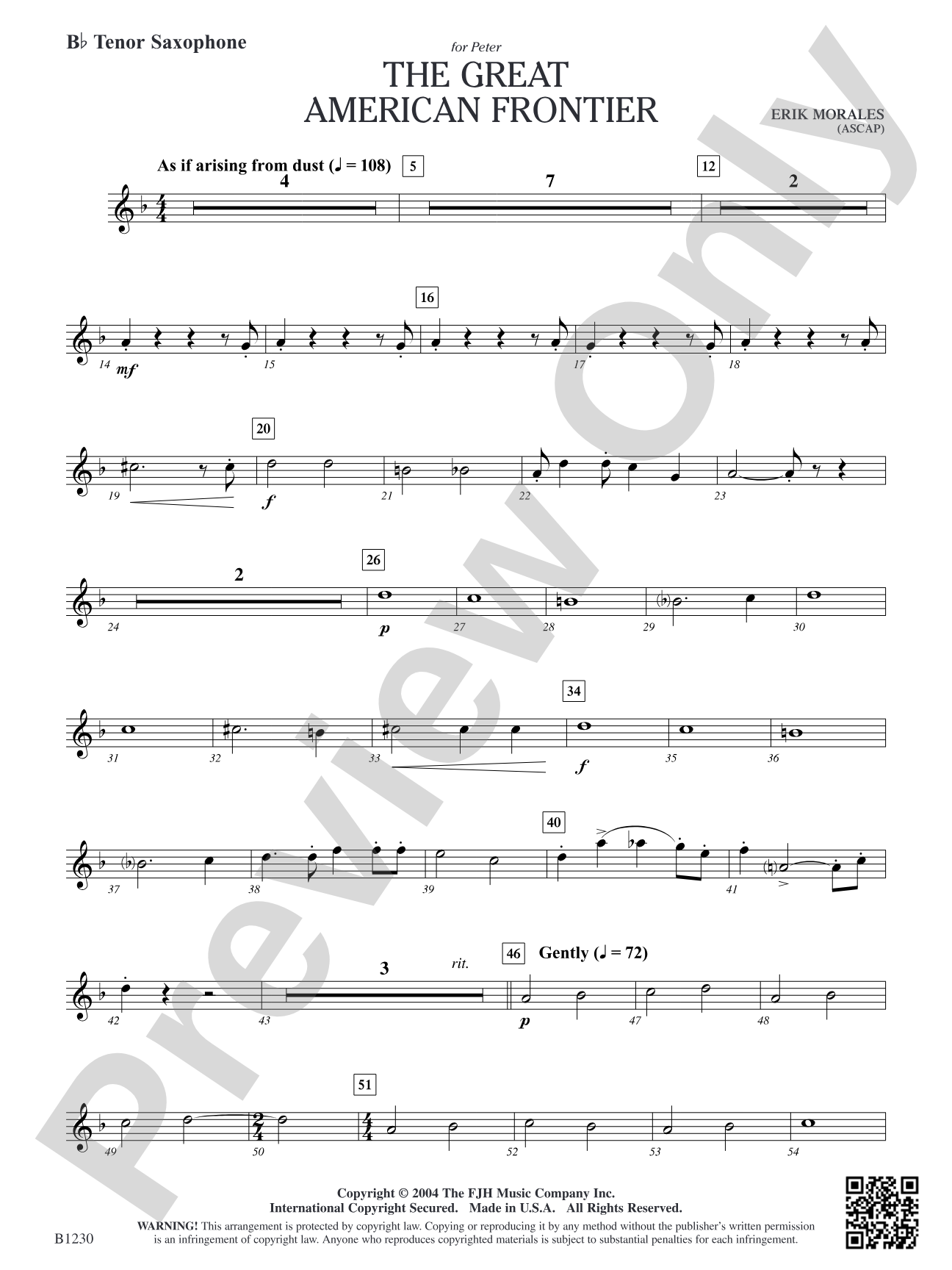 The Great American Frontier: B-flat Tenor Saxophone