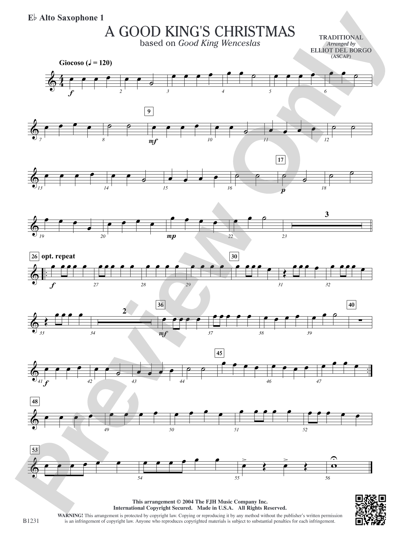 A Good King's Christmas: E-flat Alto Saxophone 1