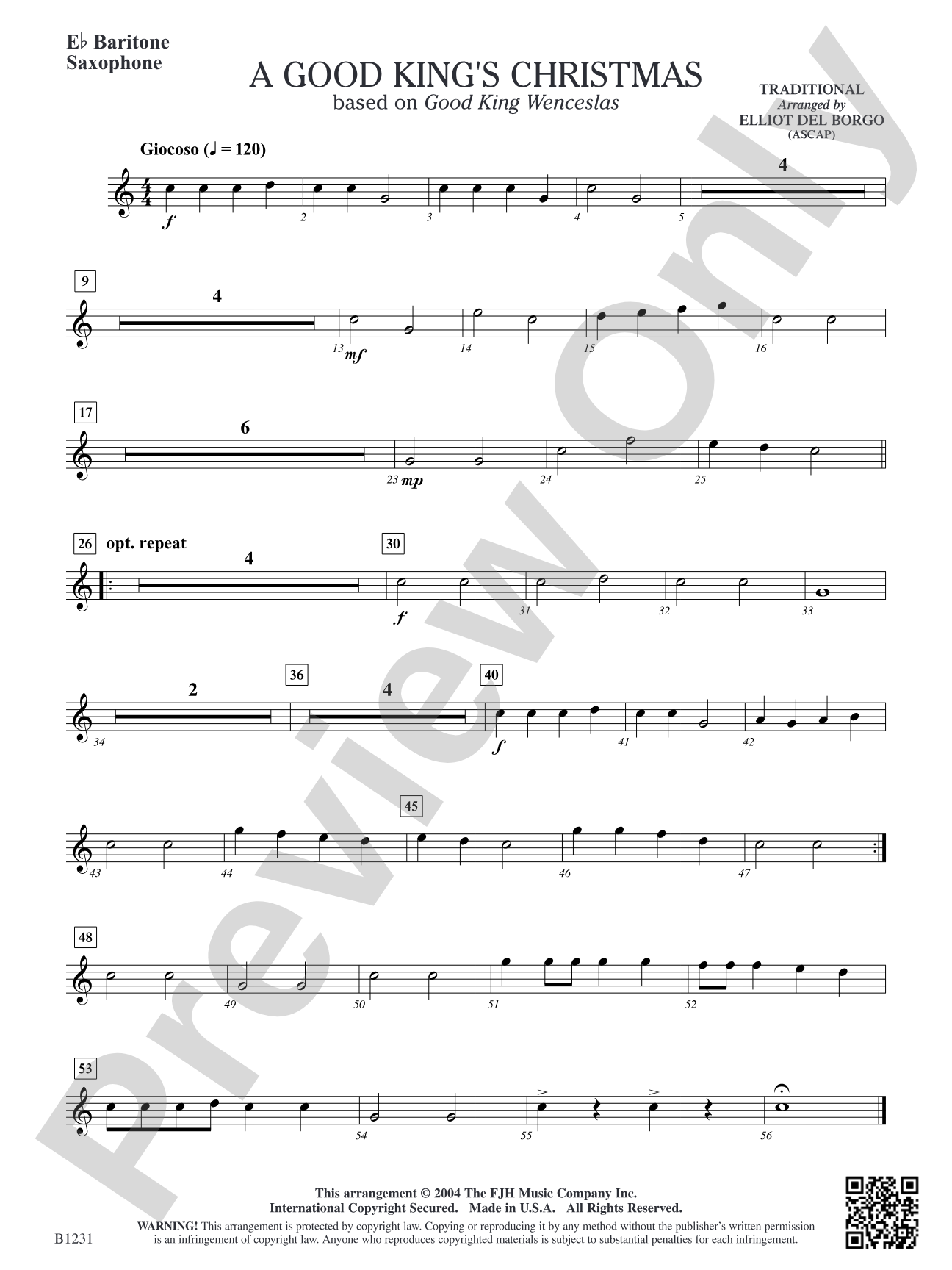 A Good King's Christmas: E-flat Baritone Saxophone