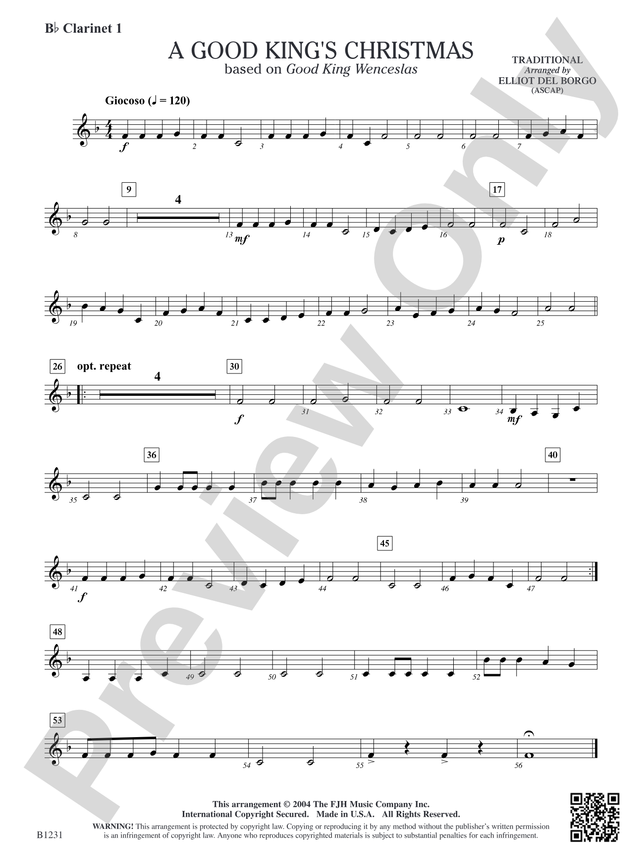 A Good King's Christmas: B-flat Clarinet 1