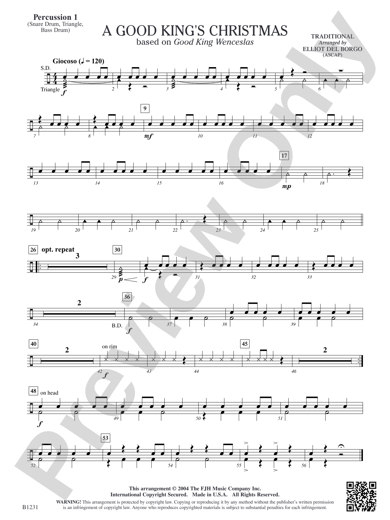 A Good King's Christmas: Percussion 1