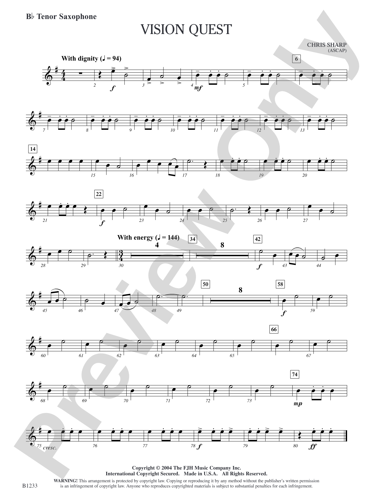 Vision Quest: B-flat Tenor Saxophone