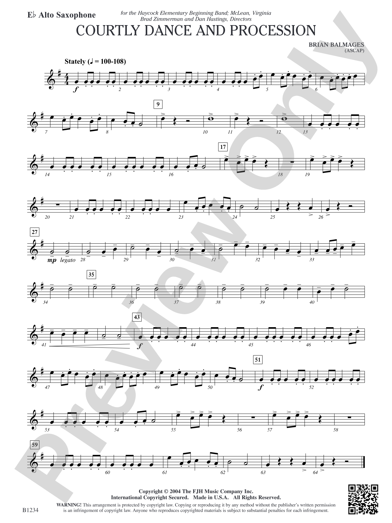 Courtly Dance and Procession: E-flat Alto Saxophone