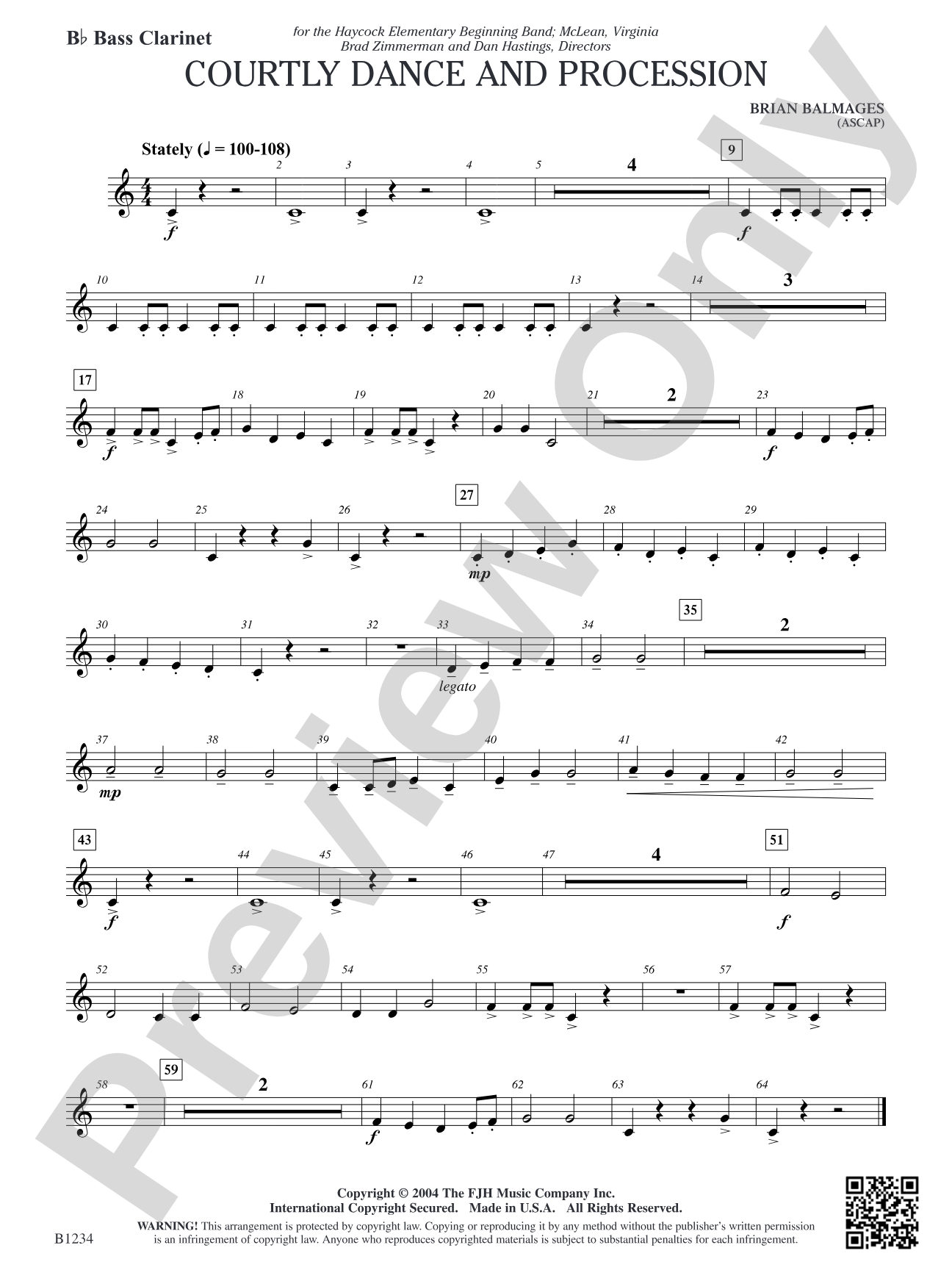 Courtly Dance and Procession: B-flat Bass Clarinet