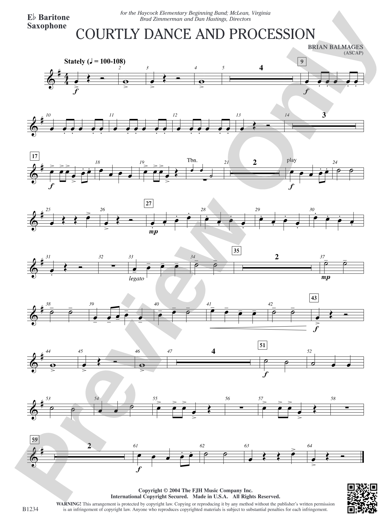 Courtly Dance and Procession: E-flat Baritone Saxophone