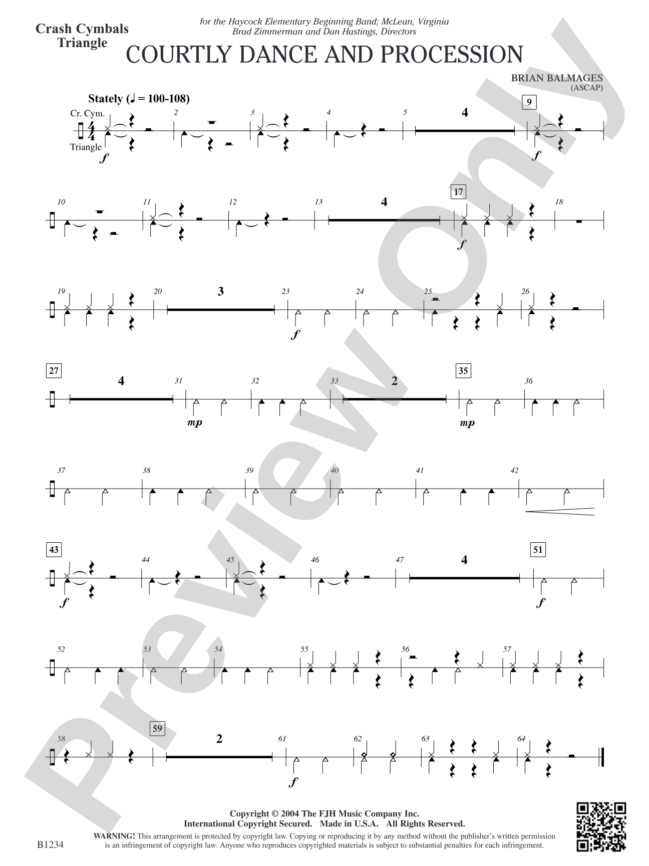 Courtly Dance and Procession: Crash Cymbals / Triangle