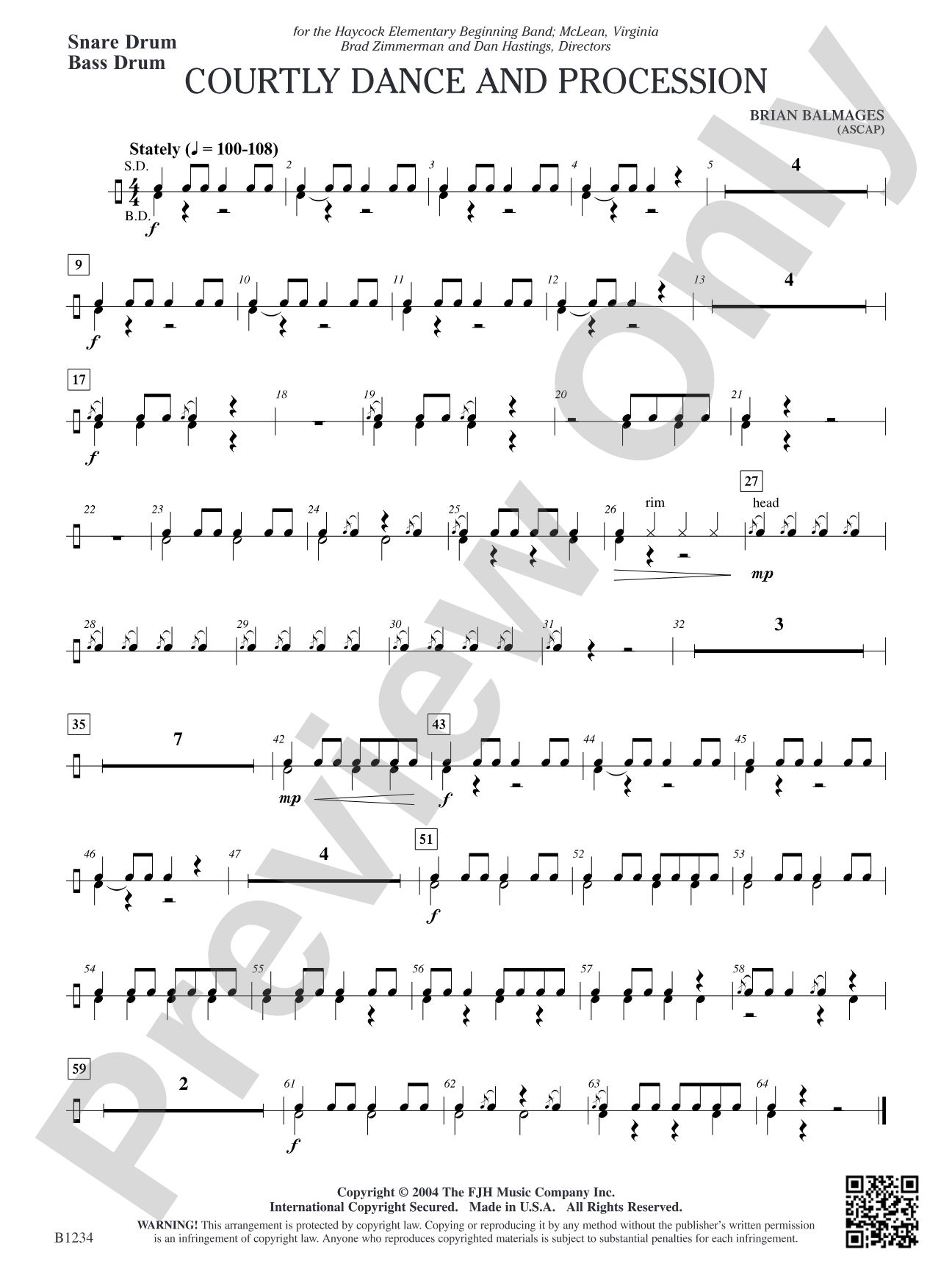 Courtly Dance and Procession: Snare Drum / Bass Drum