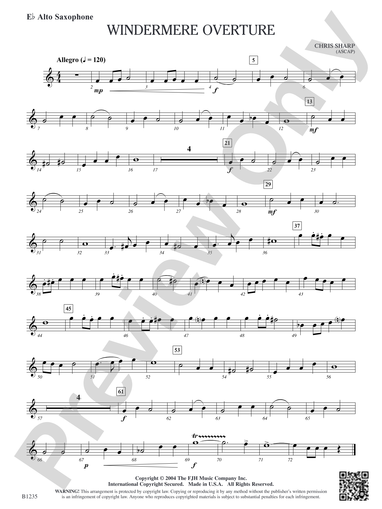 Windermere Overture: E-flat Alto Saxophone