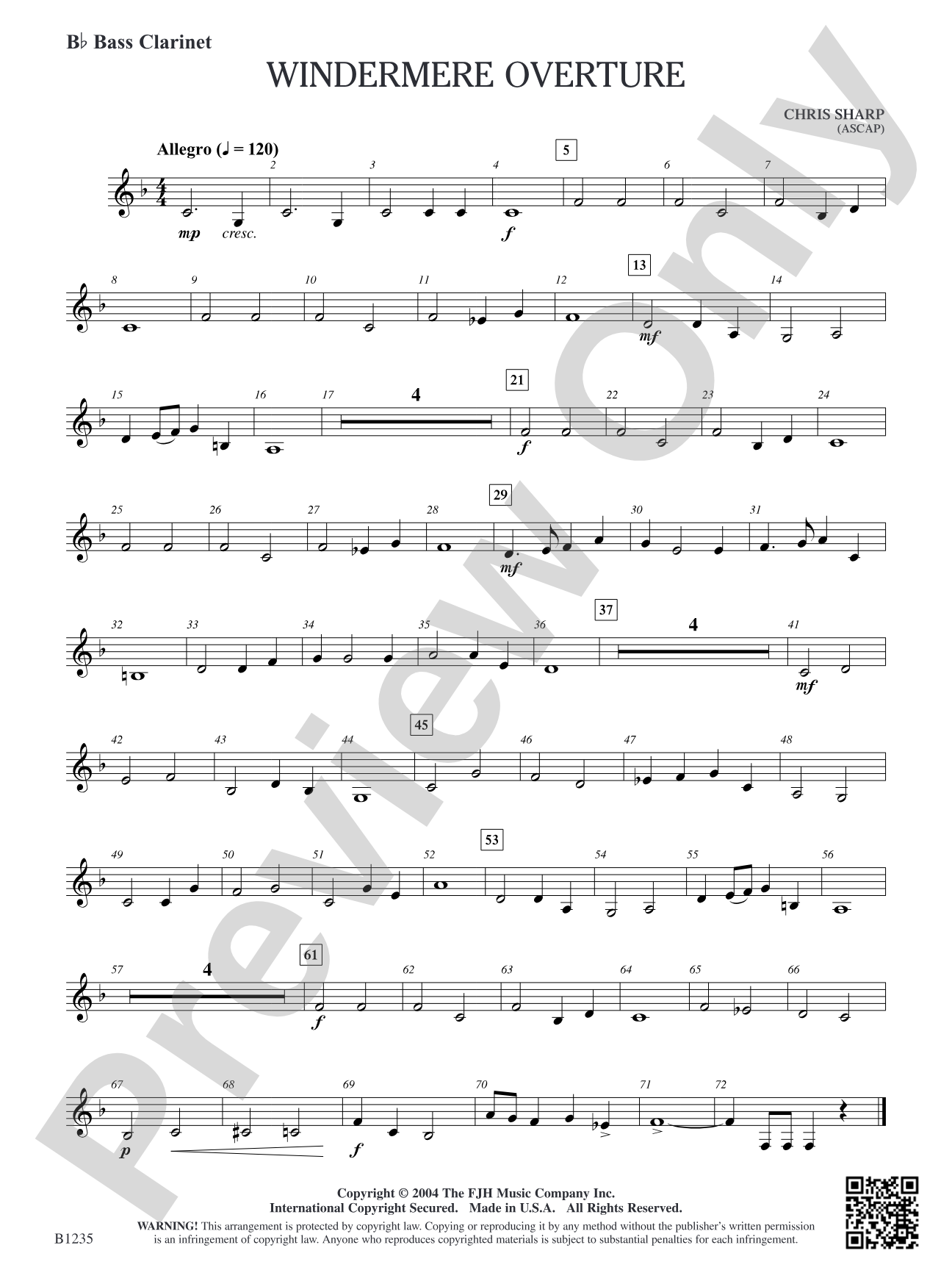 Windermere Overture: B-flat Bass Clarinet