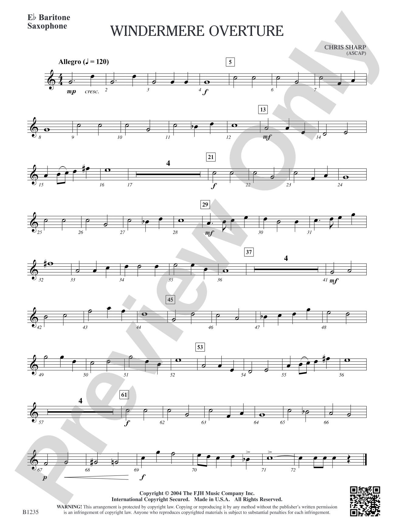 Windermere Overture: E-flat Baritone Saxophone
