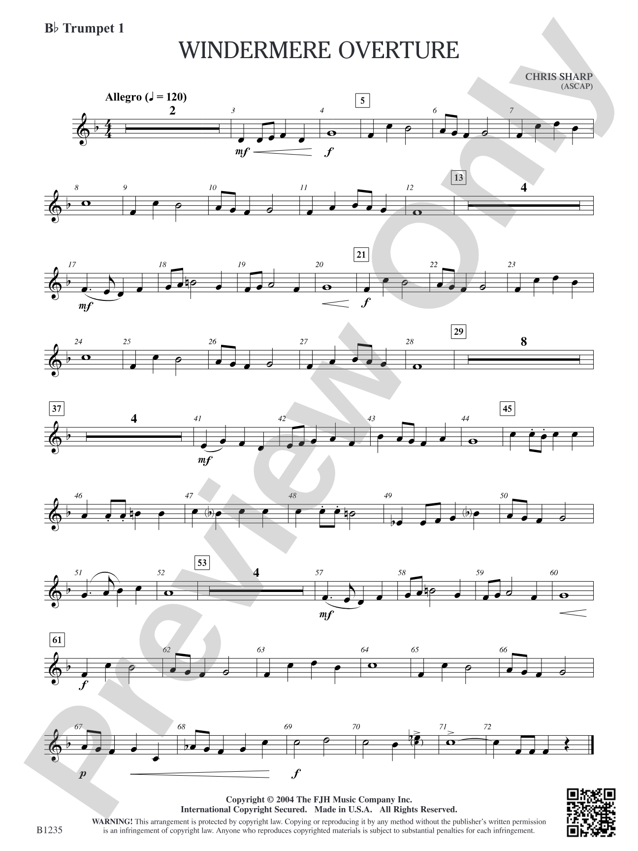 Windermere Overture: B-flat Trumpet 1