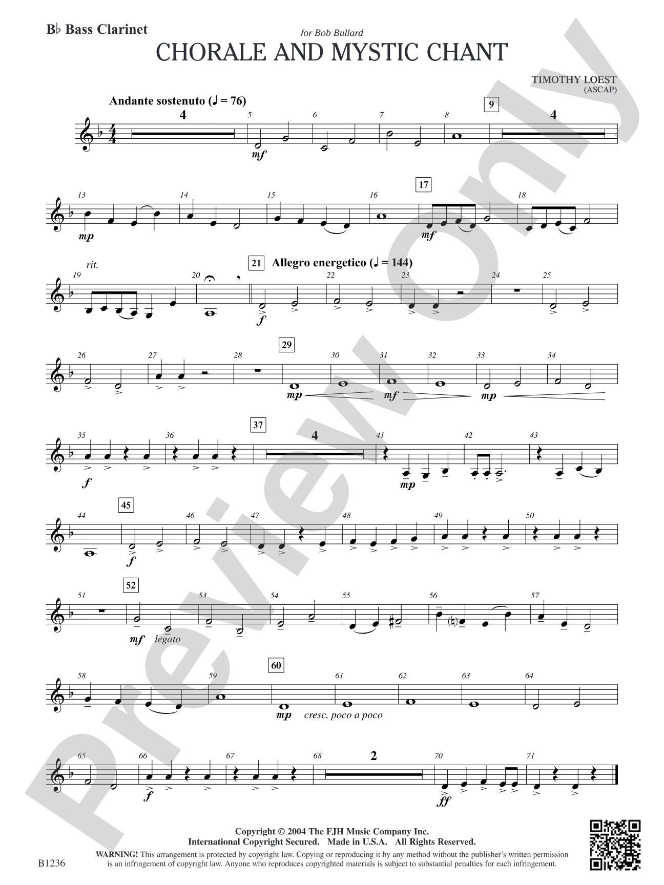 Chorale and Mystic Chant: B-flat Bass Clarinet
