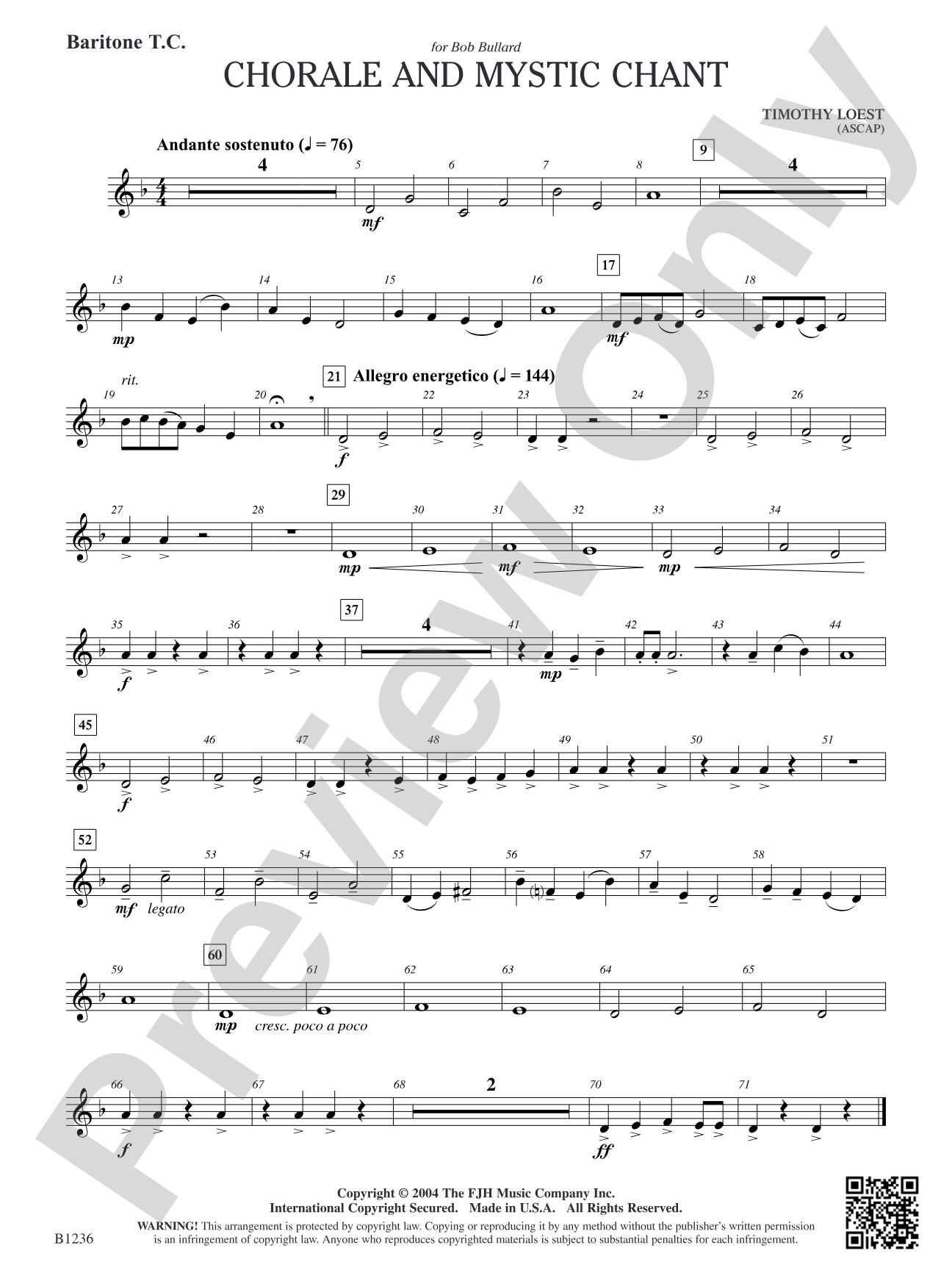 Chorale and Mystic Chant: Baritone T.C.