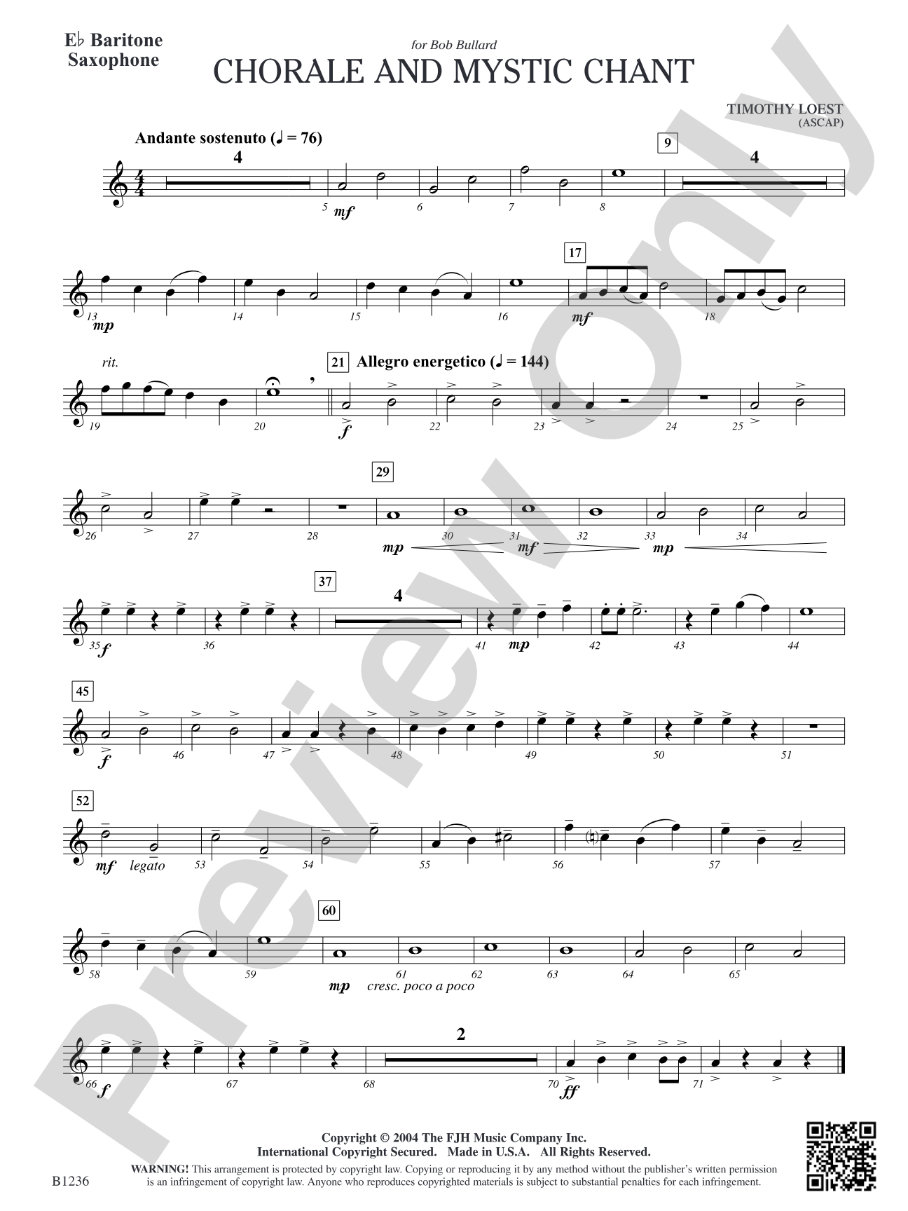 Chorale and Mystic Chant: E-flat Baritone Saxophone