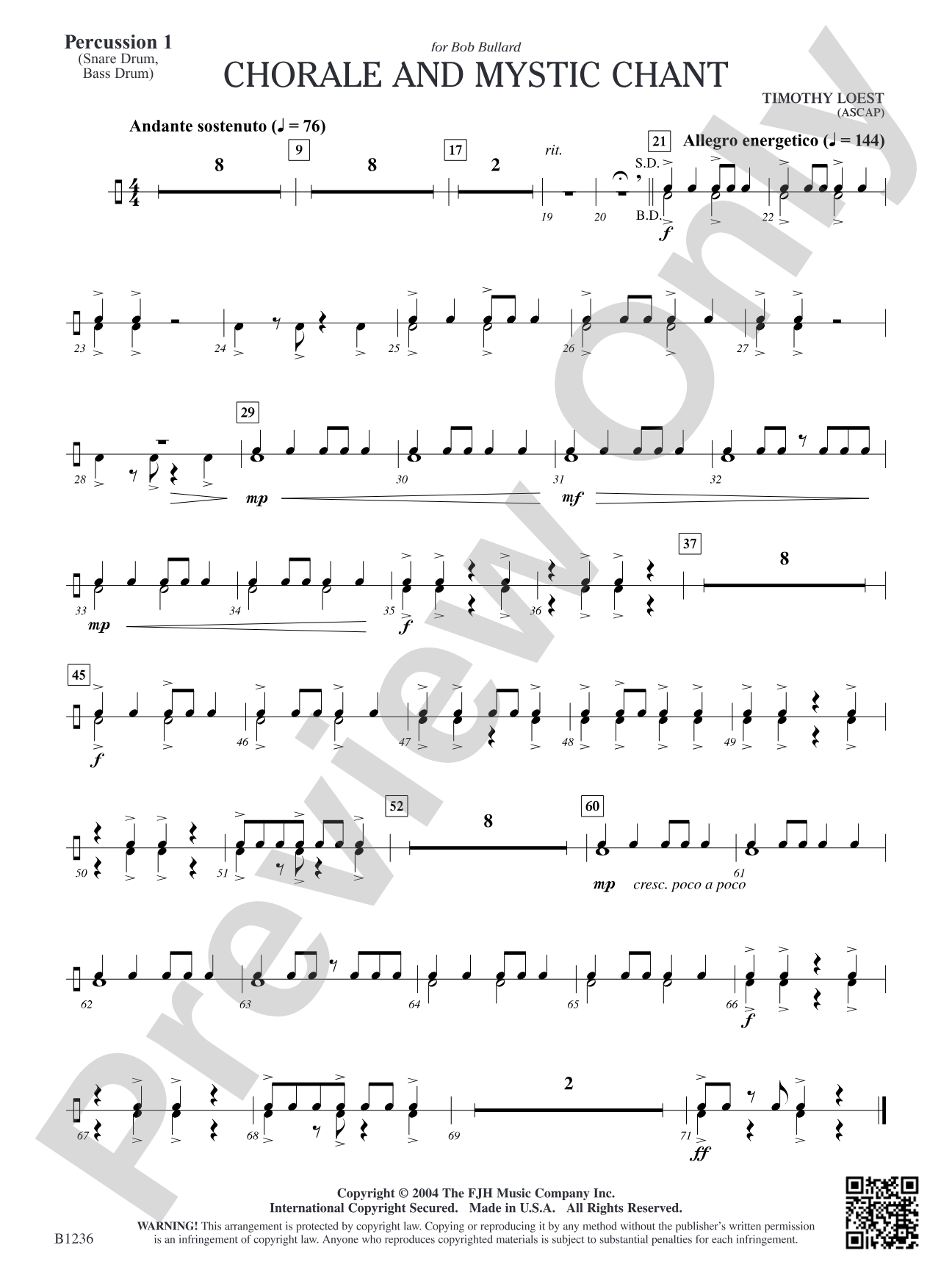 Chorale and Mystic Chant: Percussion 1