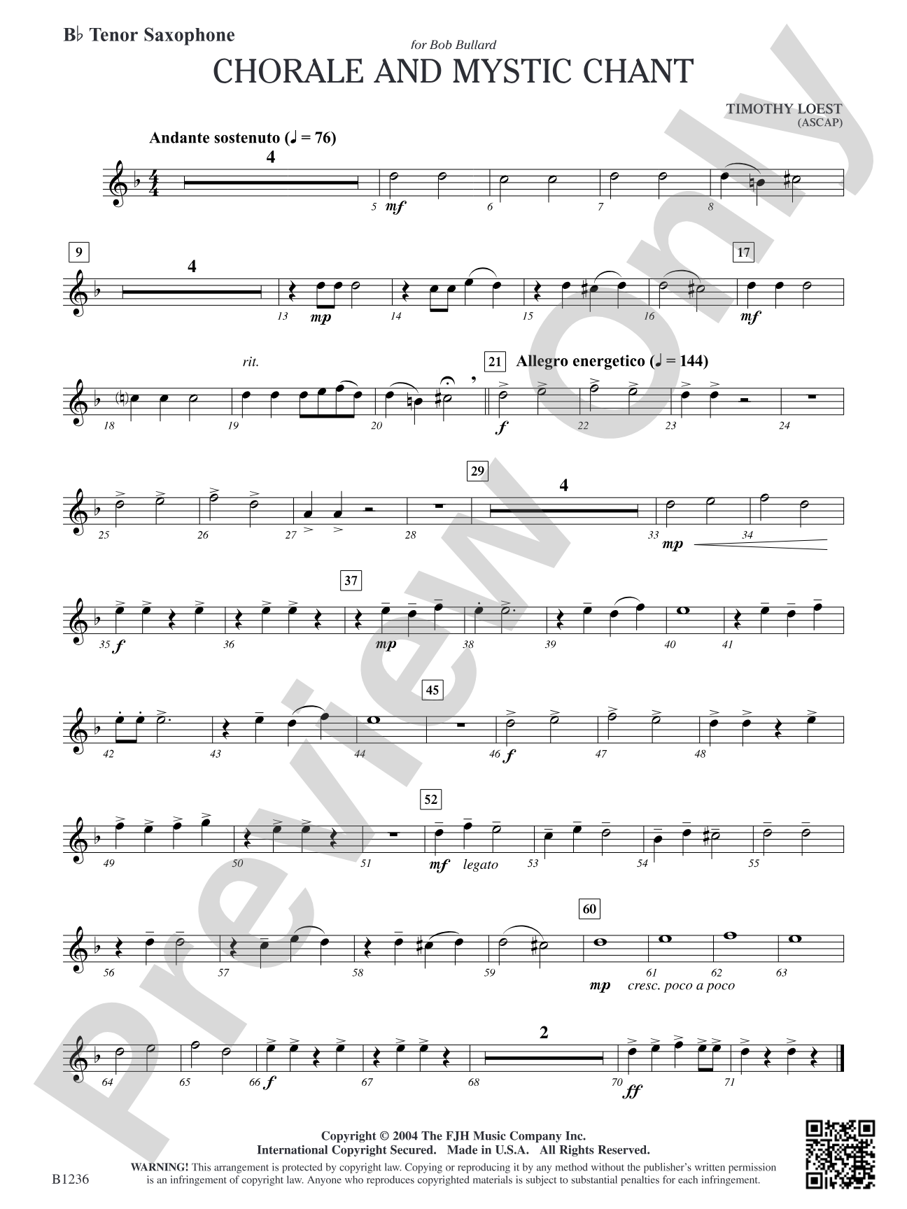 Chorale and Mystic Chant: B-flat Tenor Saxophone