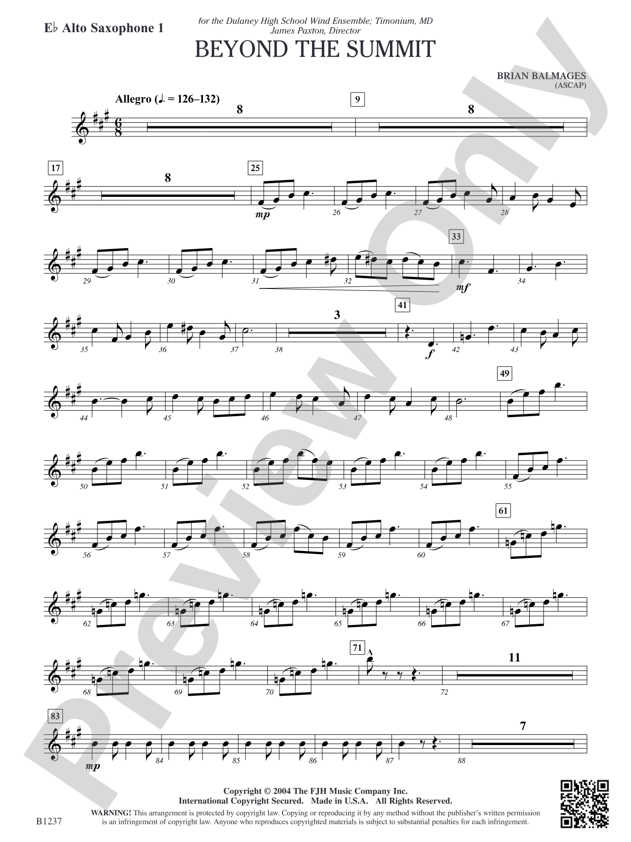Beyond the Summit: E-flat Alto Saxophone 1