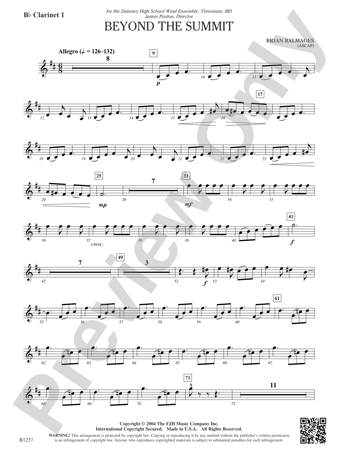 Beyond the Summit: B-flat Clarinet 1