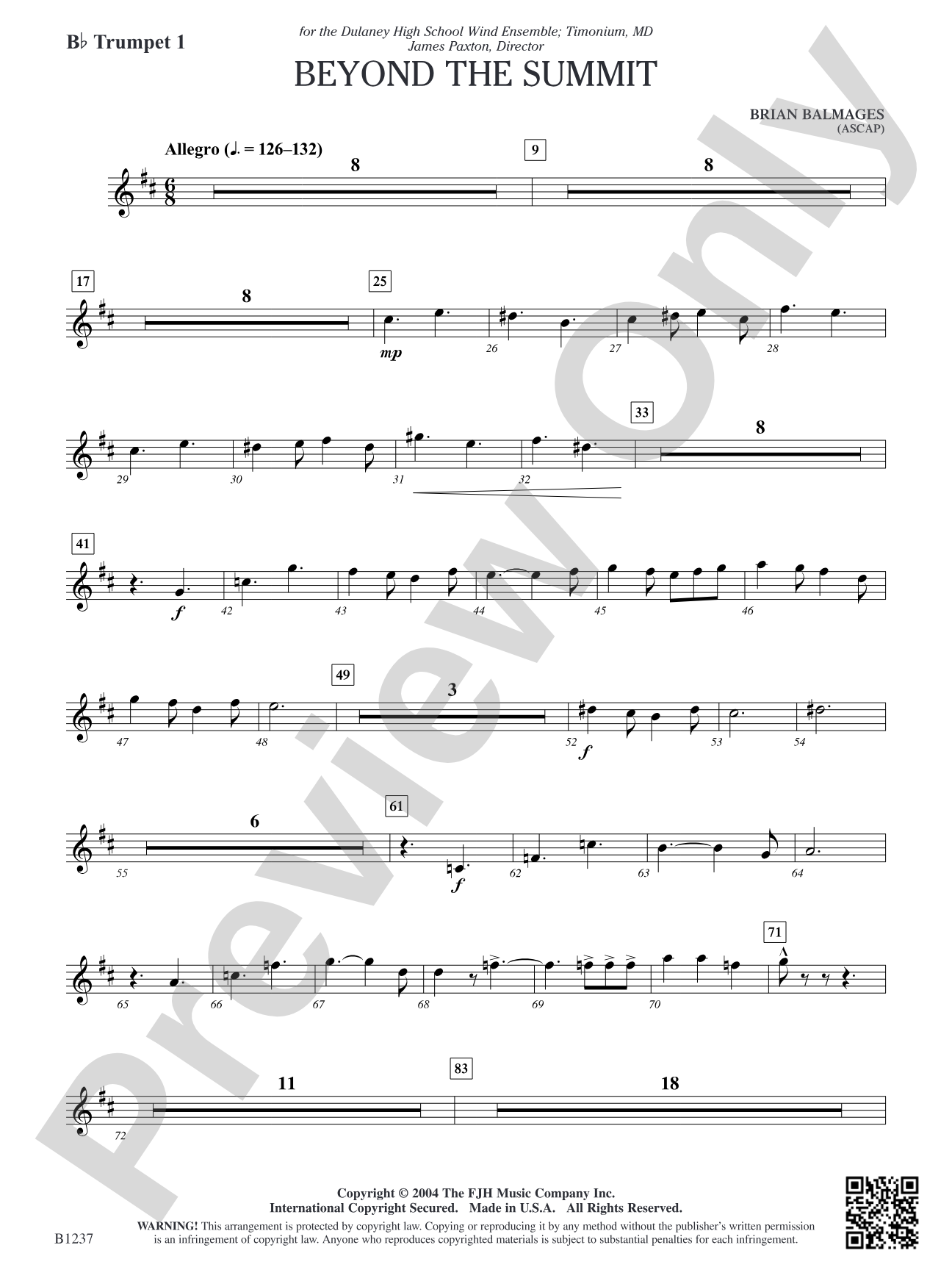 Beyond the Summit: B-flat Trumpet 1
