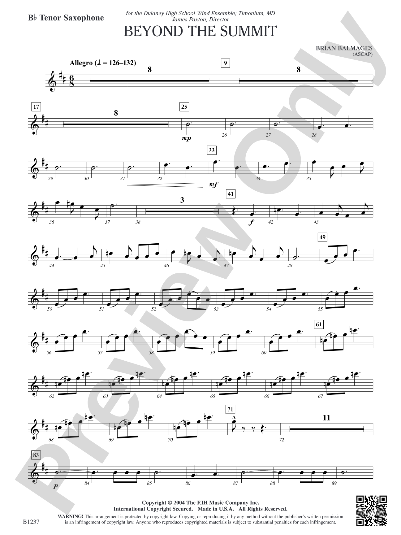 Beyond the Summit: B-flat Tenor Saxophone